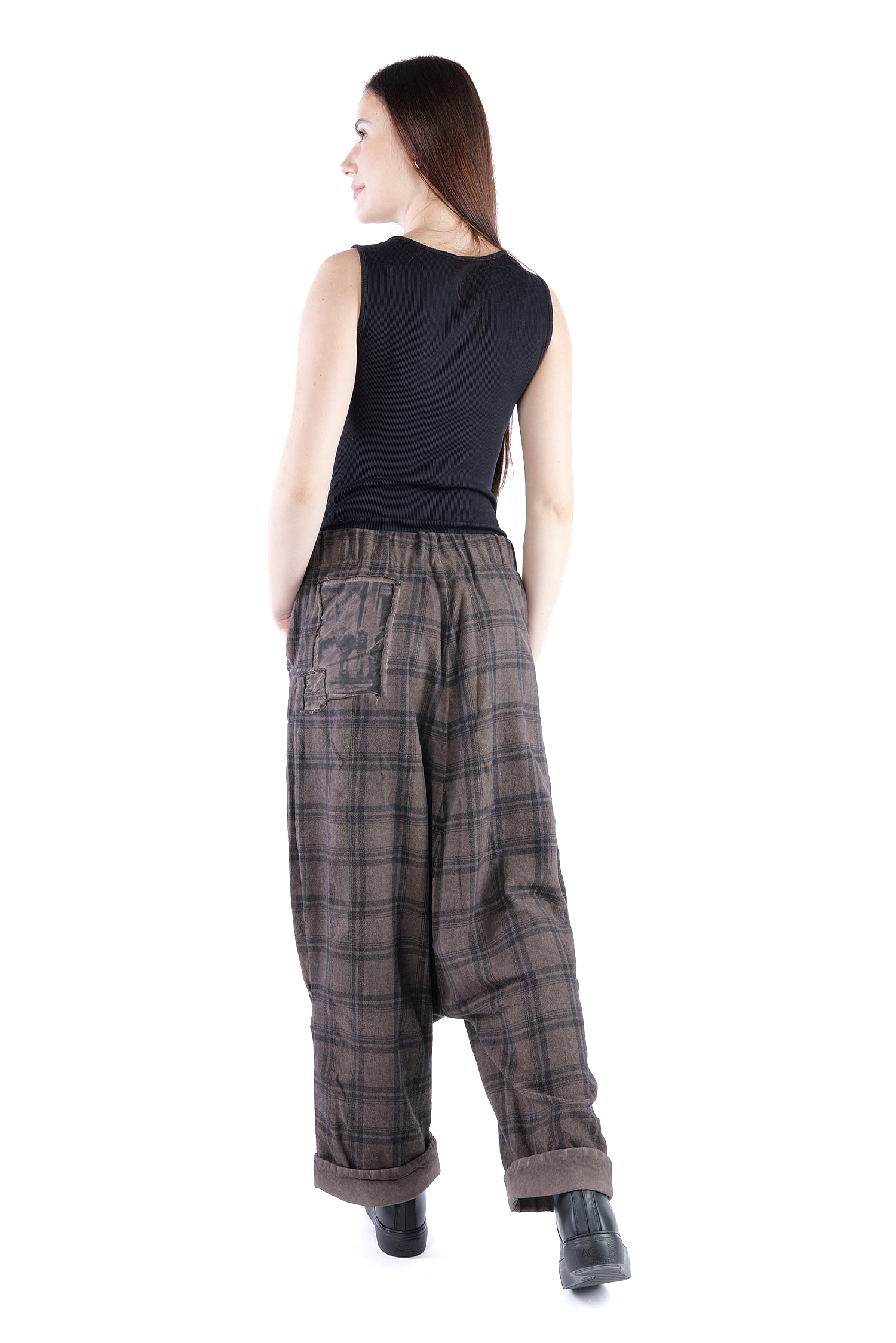 Flanell Hose - Truffle old dye check - Glano