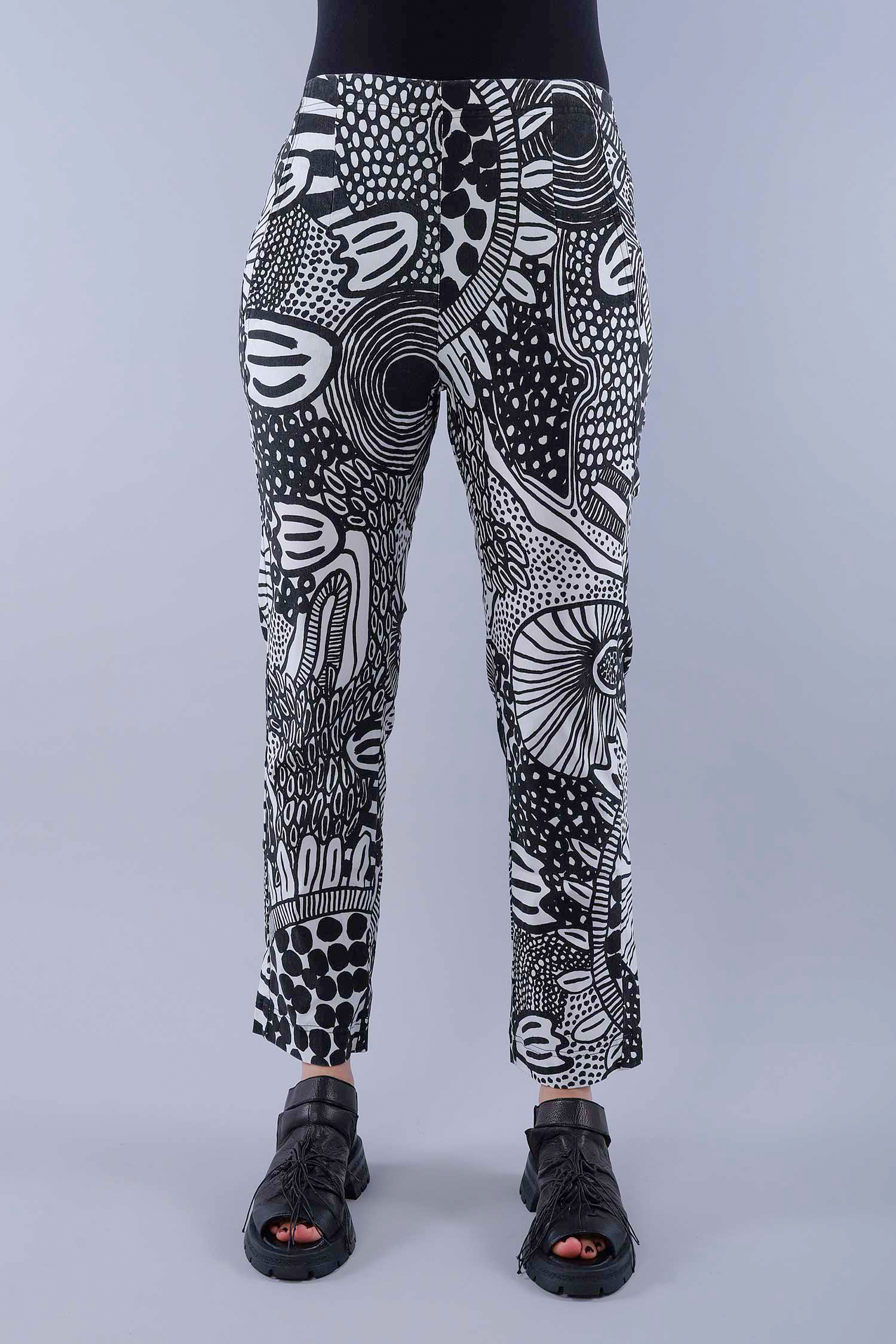 Casual stretch pants - Black print - 1263440104