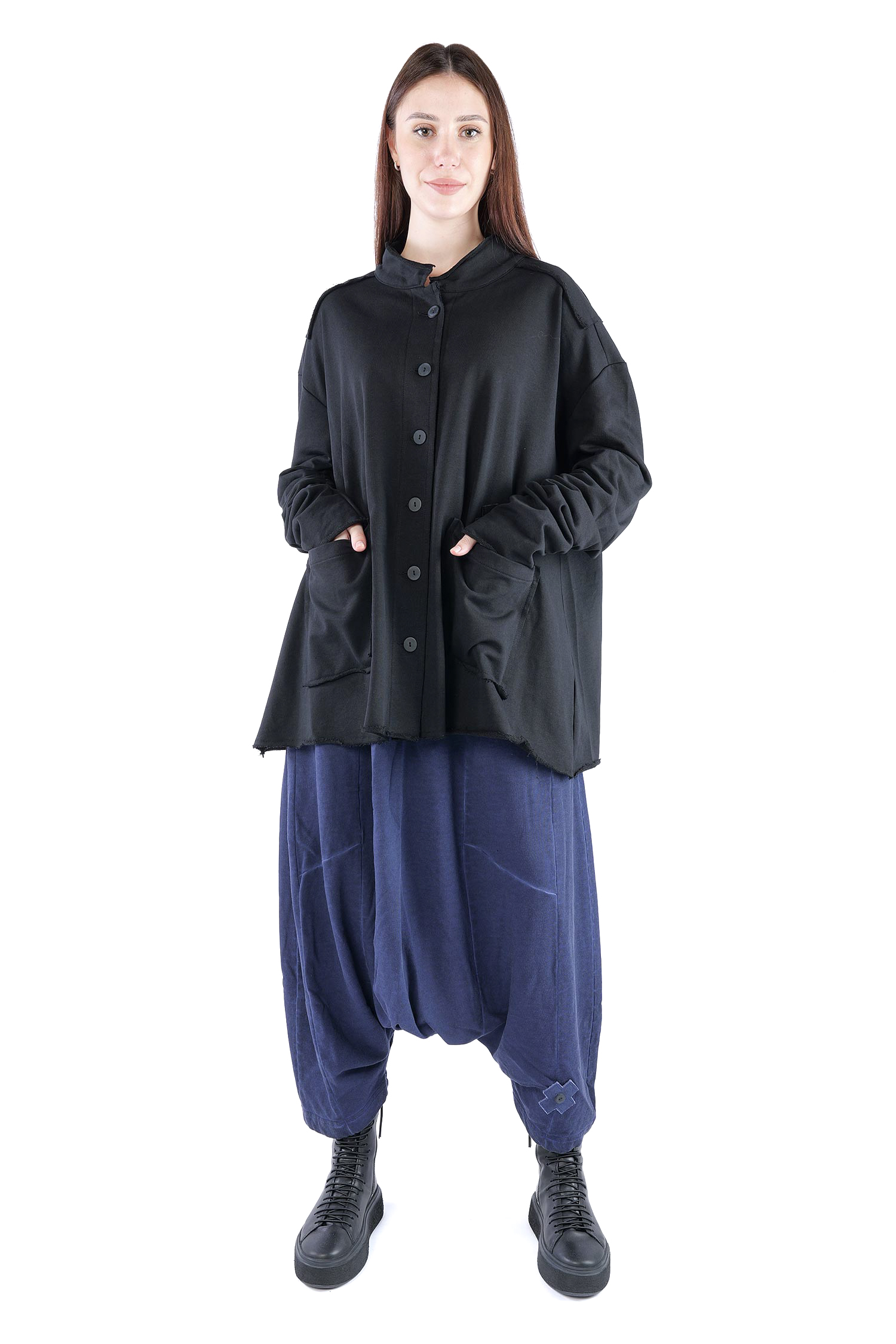 Oversize Sweatjacke - Schwarz - 2129