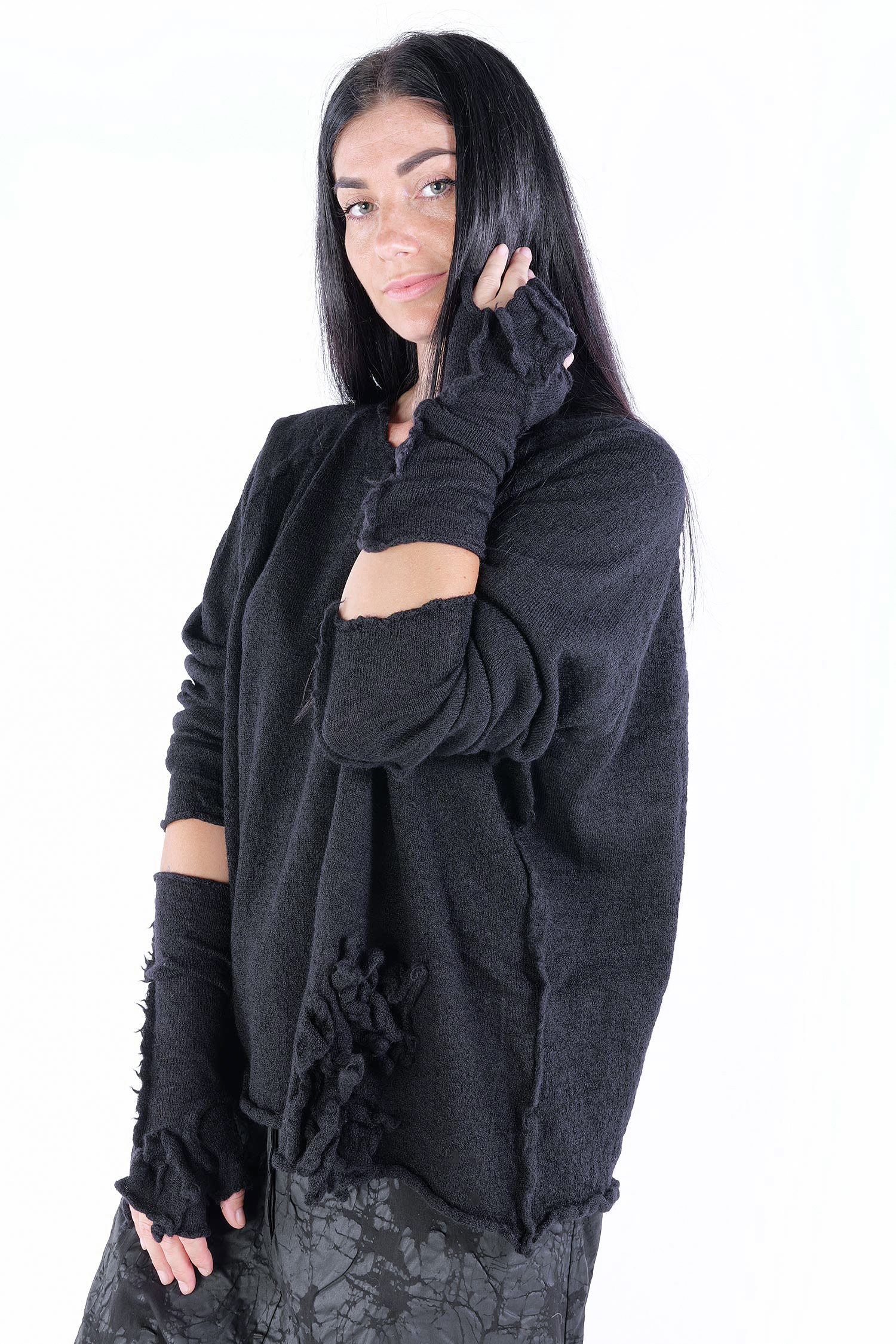 Schurwolle Stulpen - Schwarz - 2253893111