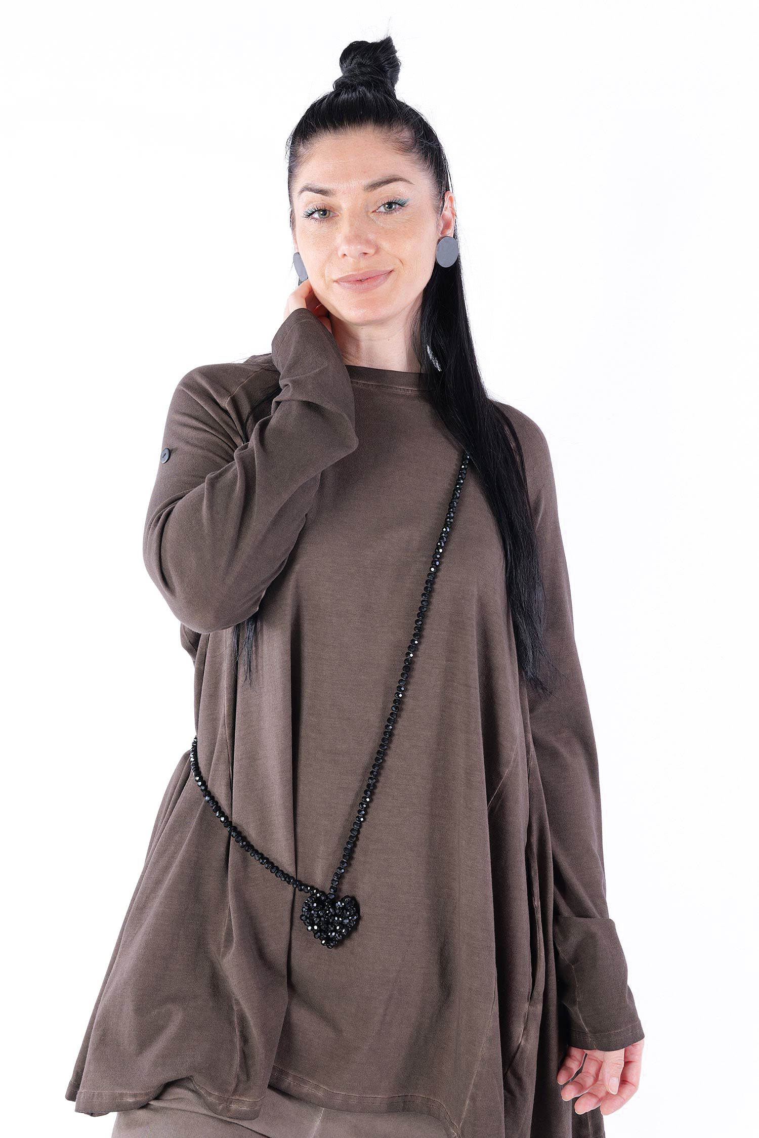 Long heart necklace - black - 1536