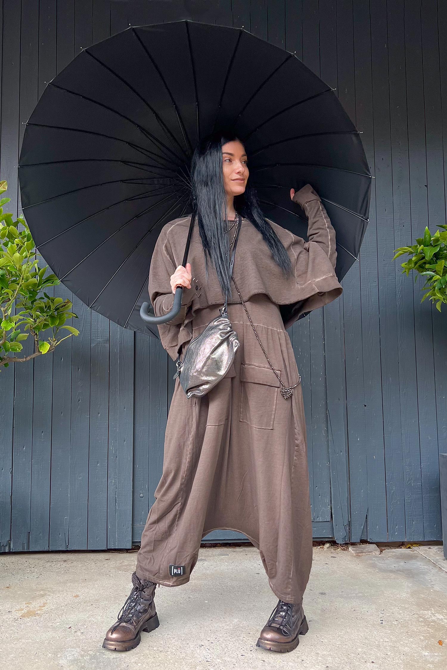 Kurzer Sweatpullover - Chocolate - 2101