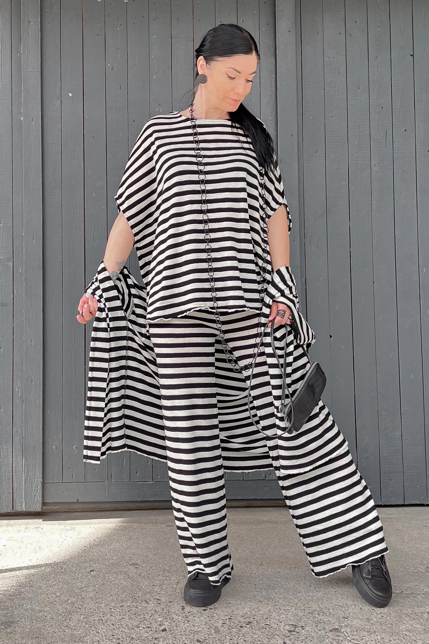 Merino Shirt - White-Black breite Streifen - 2004