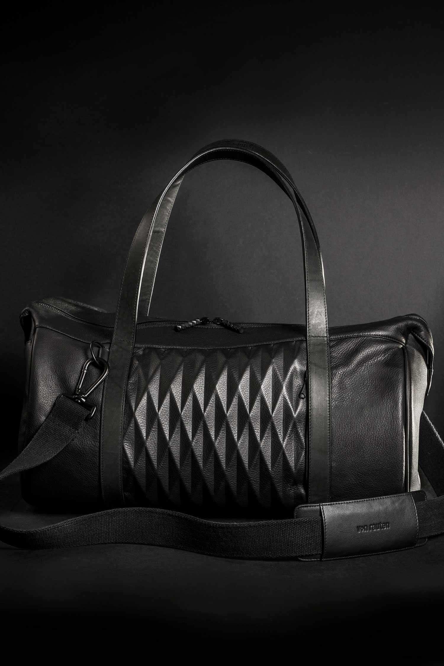 Große Ledertasche - Schwarz - Weekender