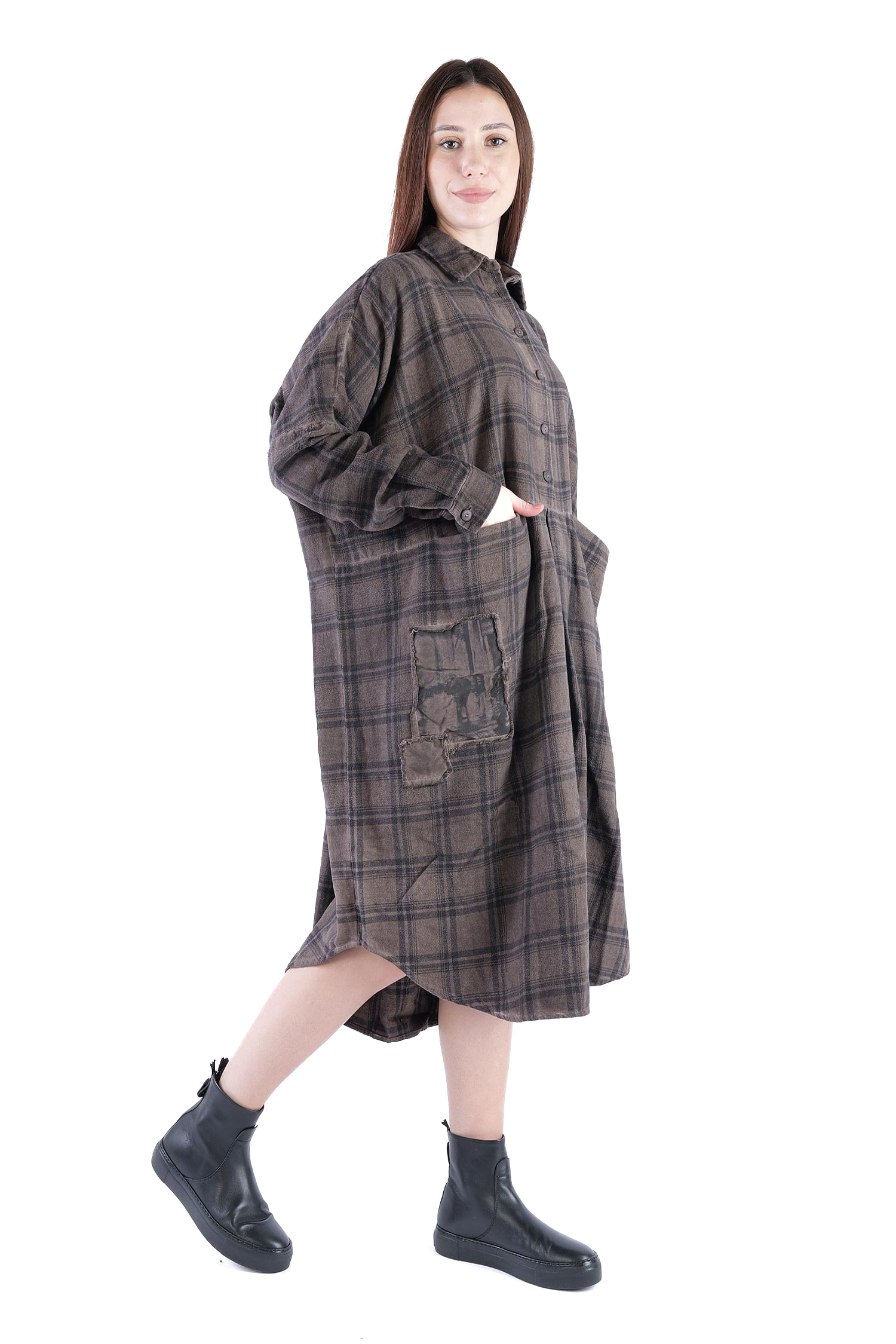 Flanell-Tunika - Truffle old dye check - Fight