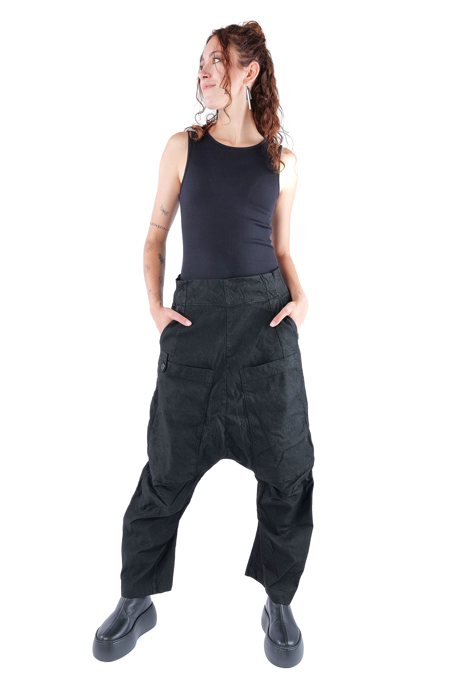 Hose mit tiefem Schritt - Schwarz - 2262120102