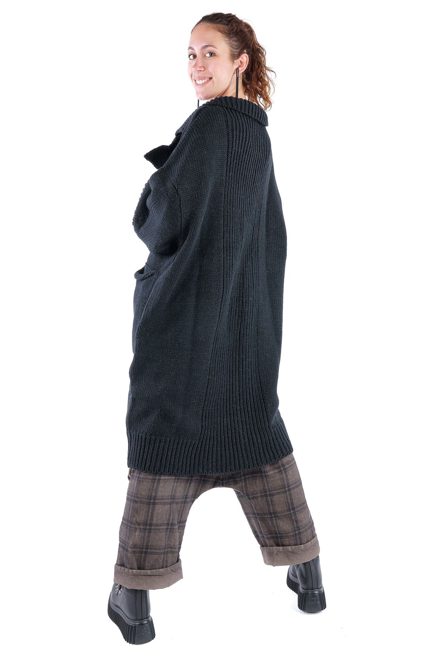 Oversize Strickmantel - Schwarz - Kongo