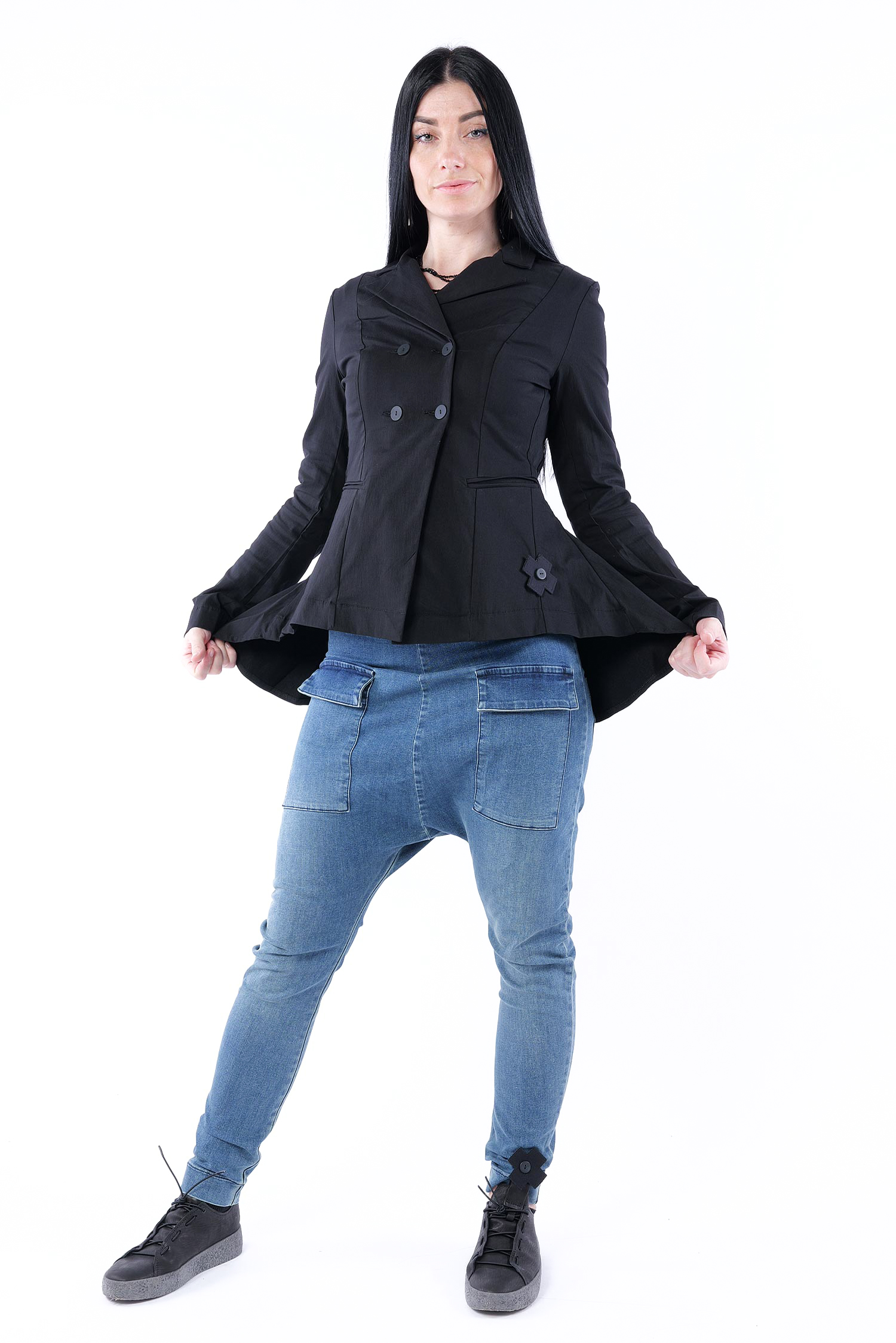 Stretch blazer jacket - Black - 8057