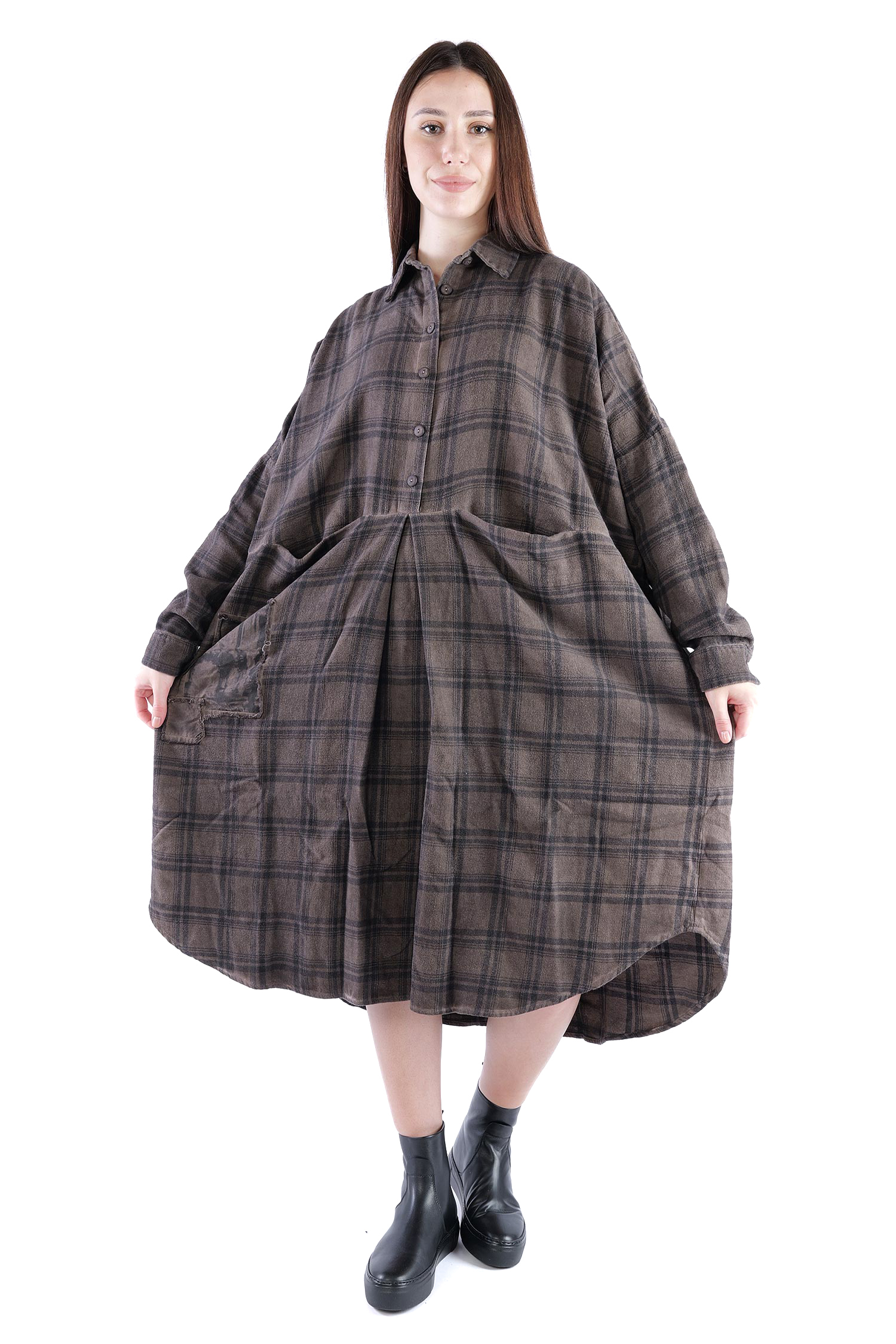 Flanell-Tunika - Truffle old dye check - Fight