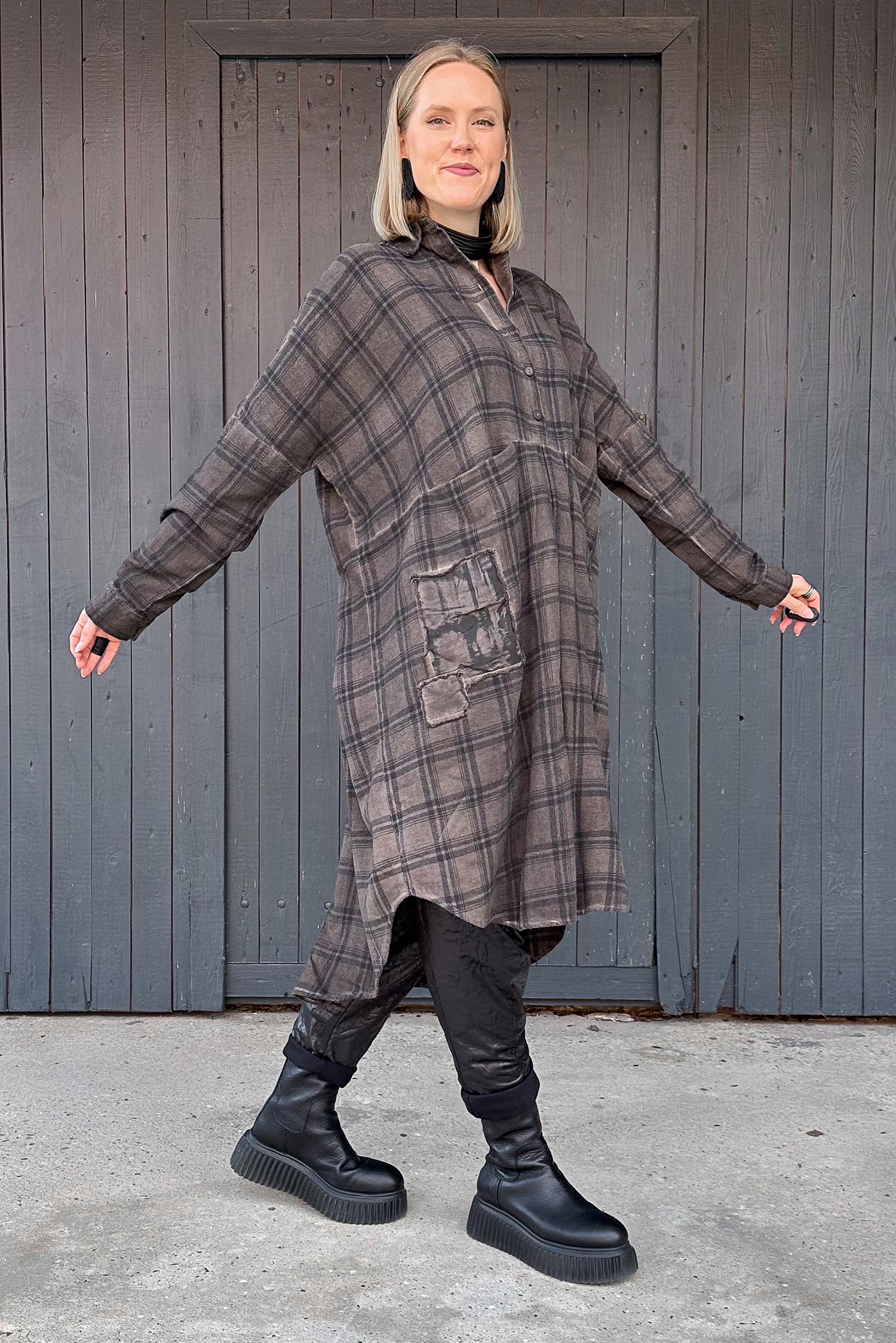 Flannel tunic - Truffle old dye check - Fight