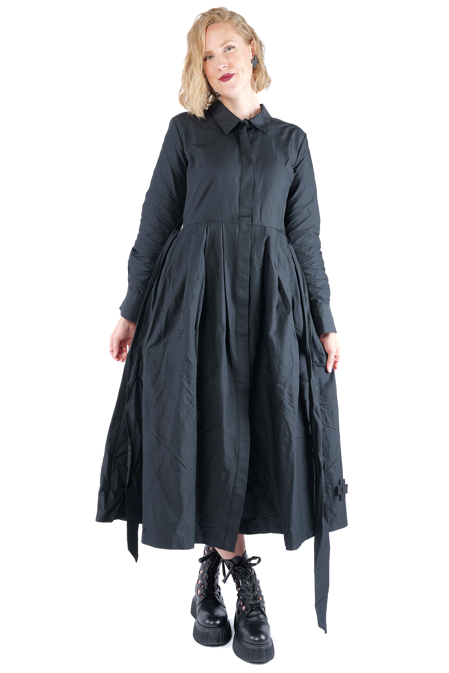 Taft Mantel-Kleid - Schwarz - 1162