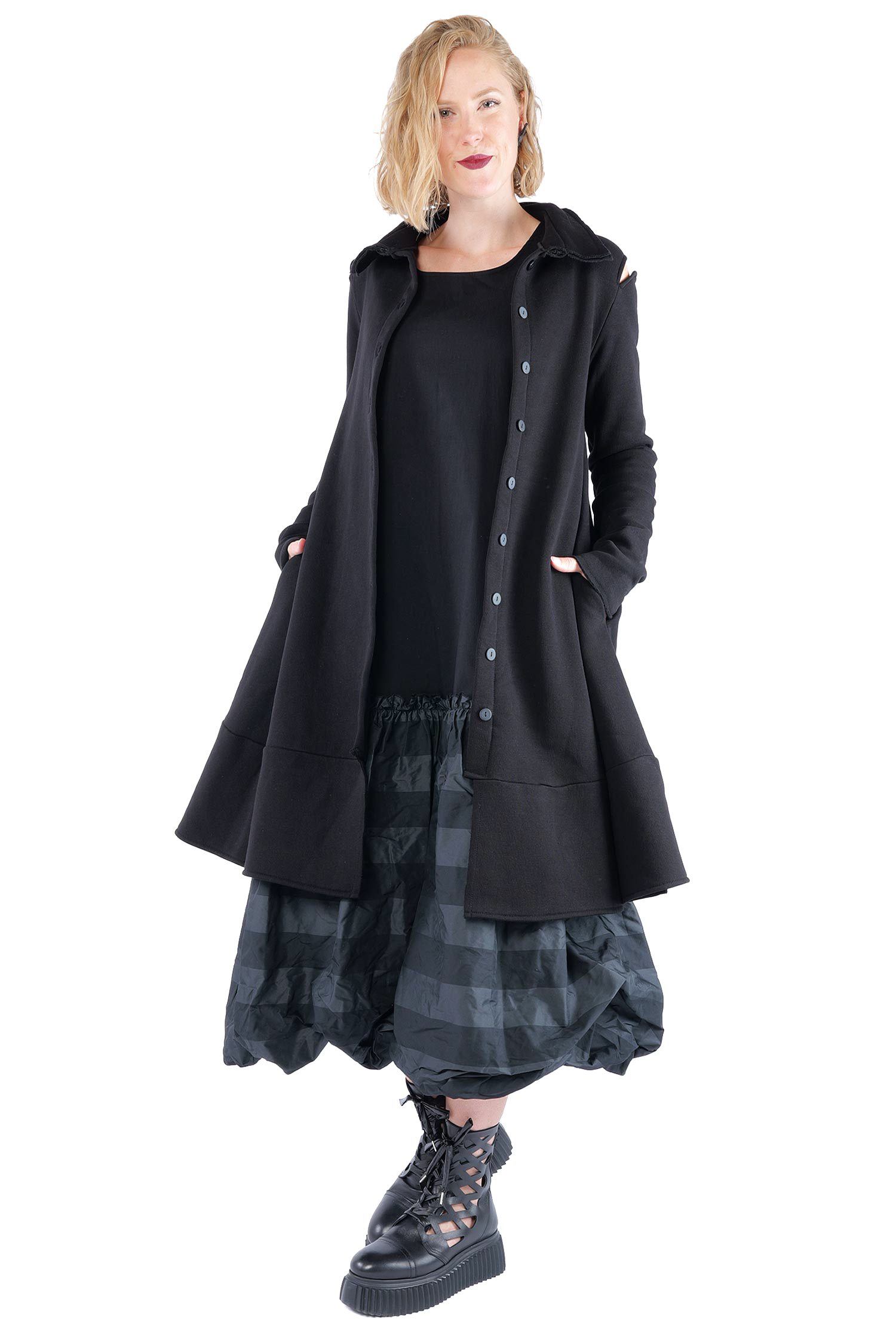 Mantel-Kleid - Schwarz - 1158