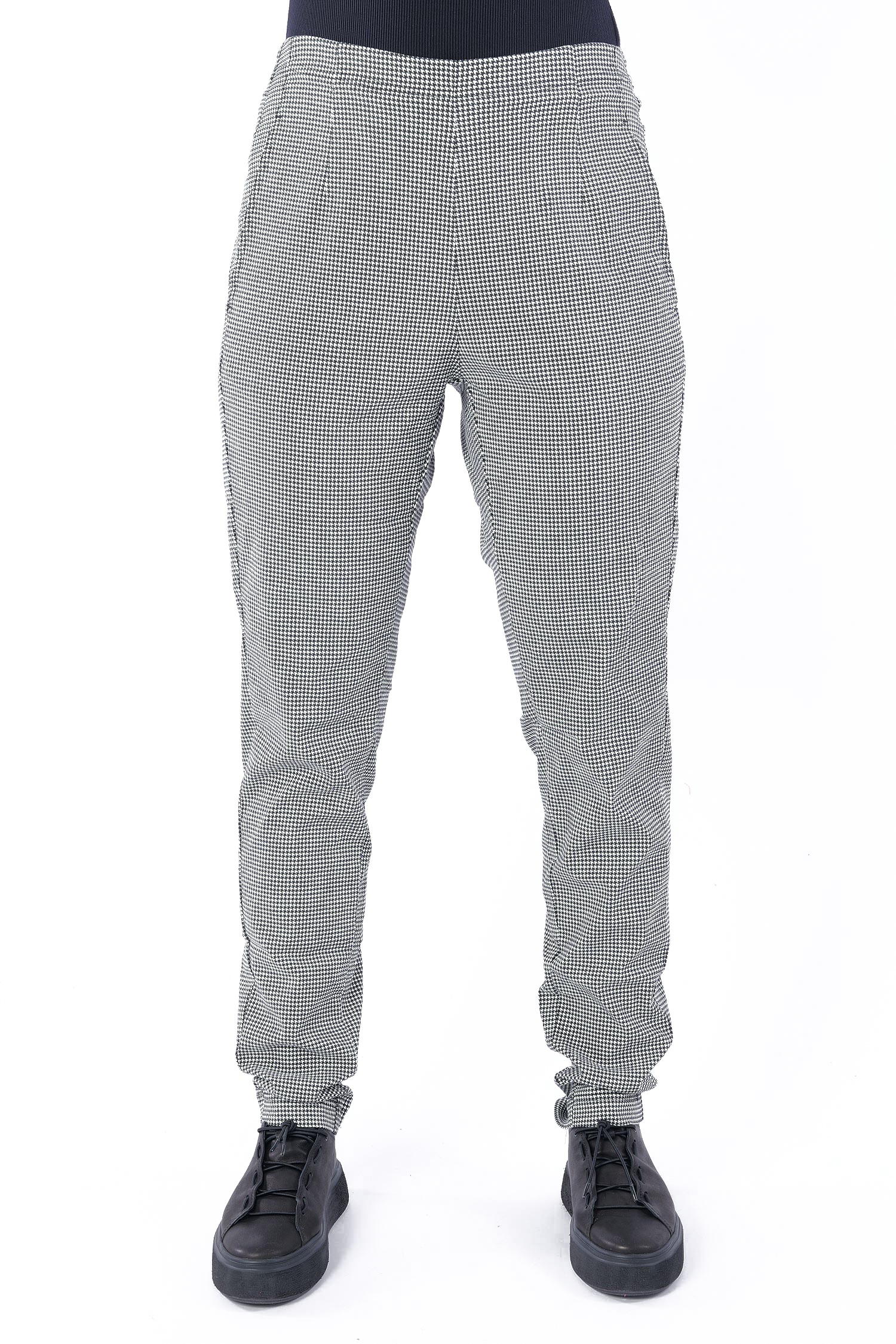 Legere Stretchhose - Black offwhite check - 2253440134