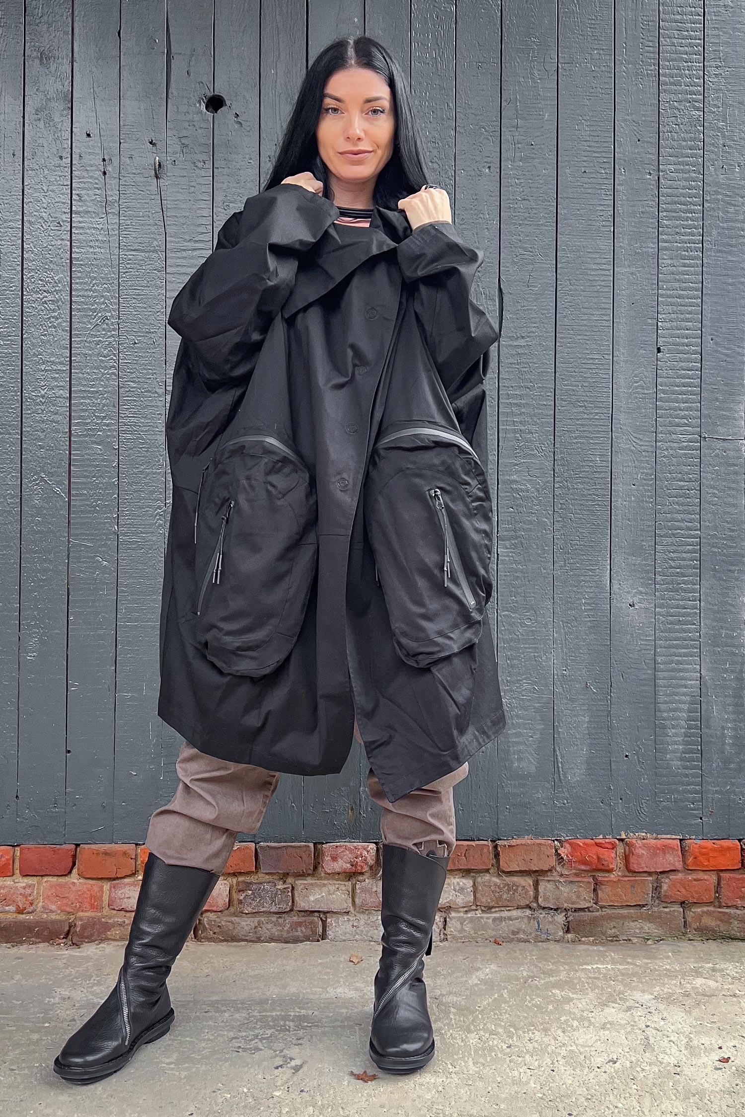 Oversize Mantel - Schwarz - 23698