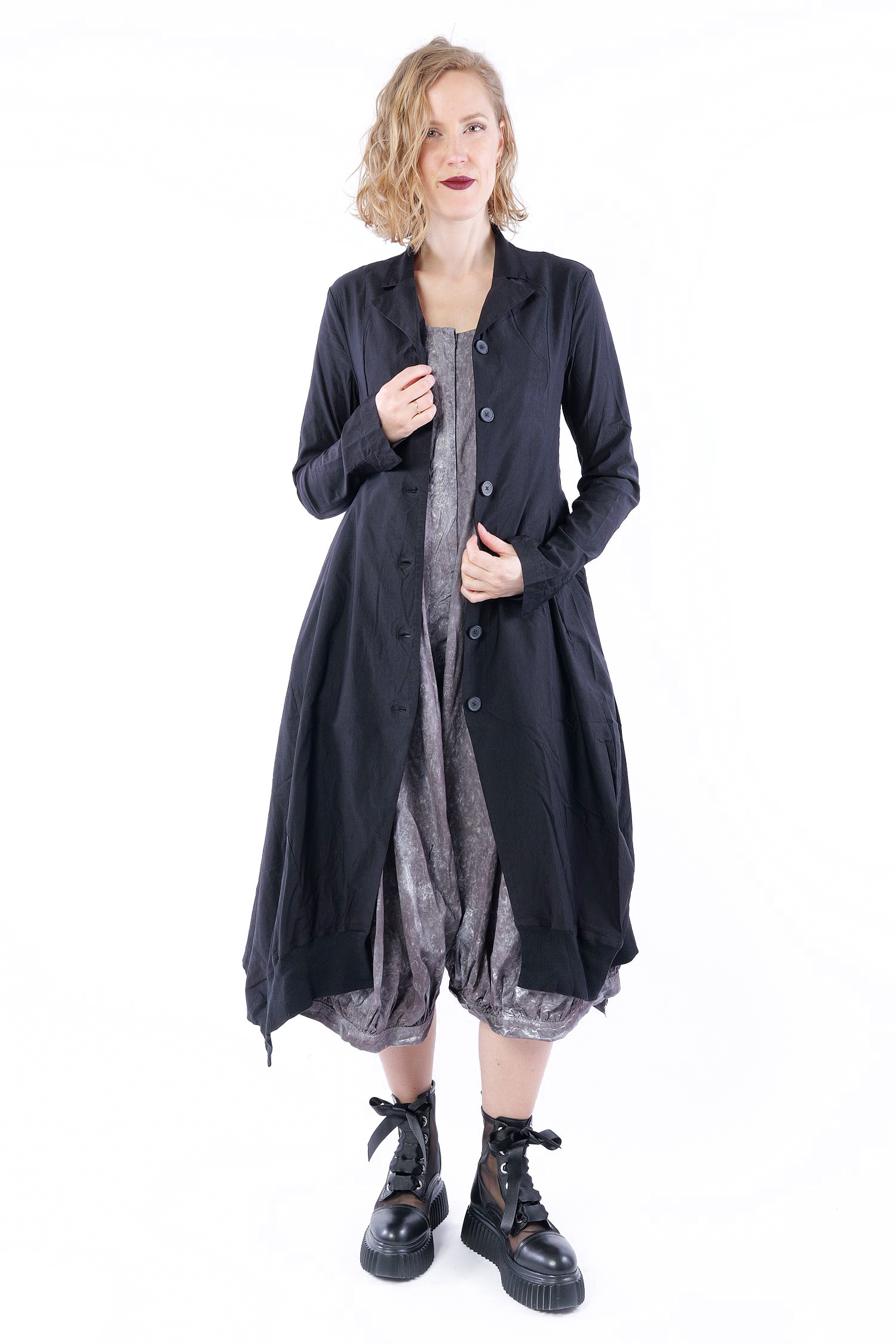 Langer Mantel - Schwarz - 1263281206