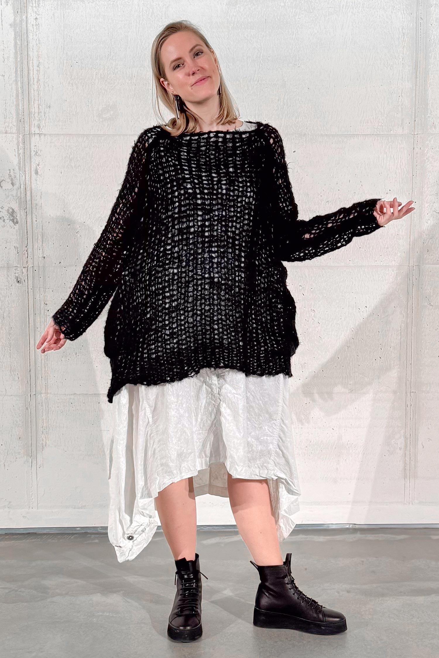 Seidenpullover - Schwarz - 1262650702