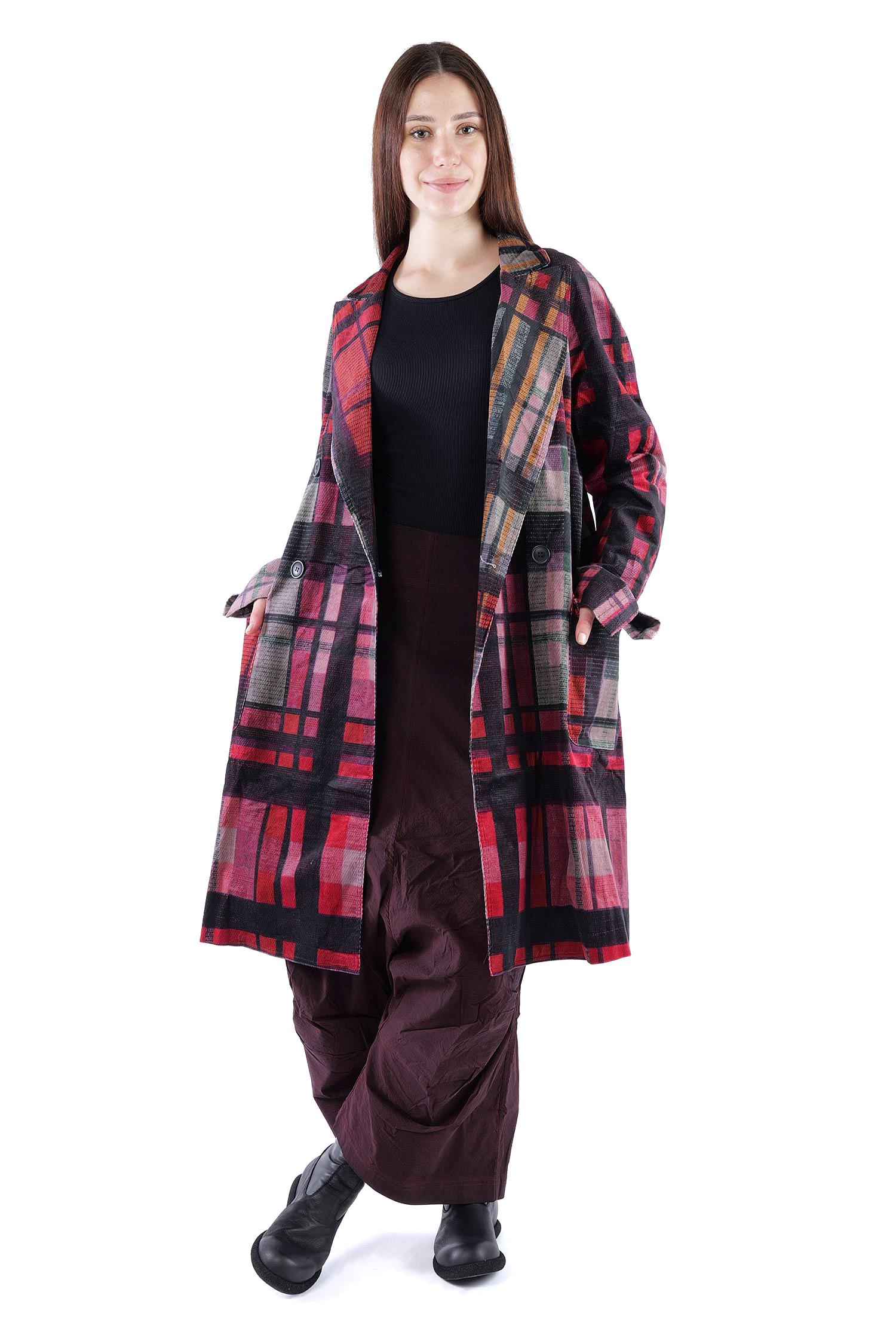 Babycord coat - Check multicolor - 2263231202