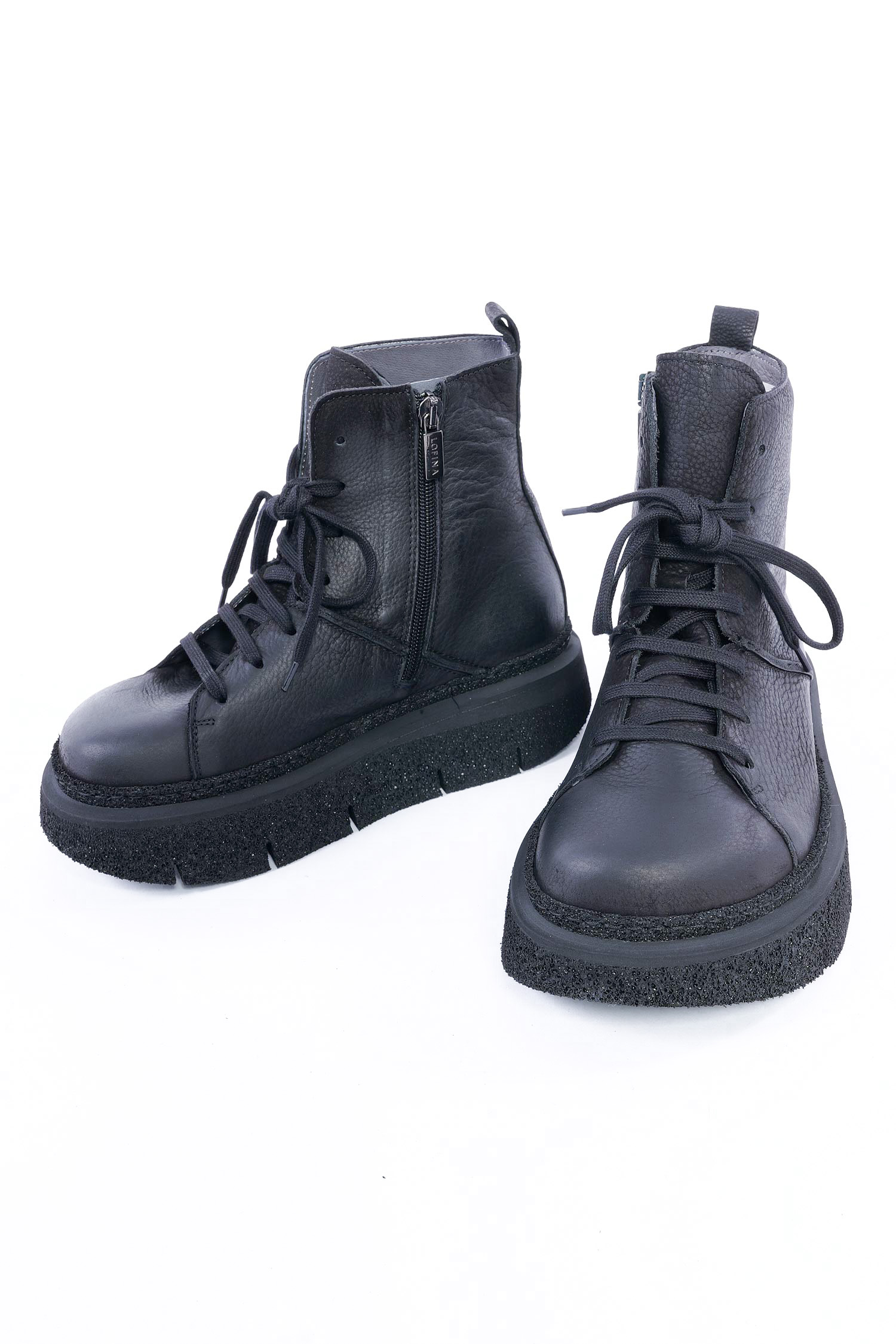 Leder Stiefelette - Schwarz - 8422