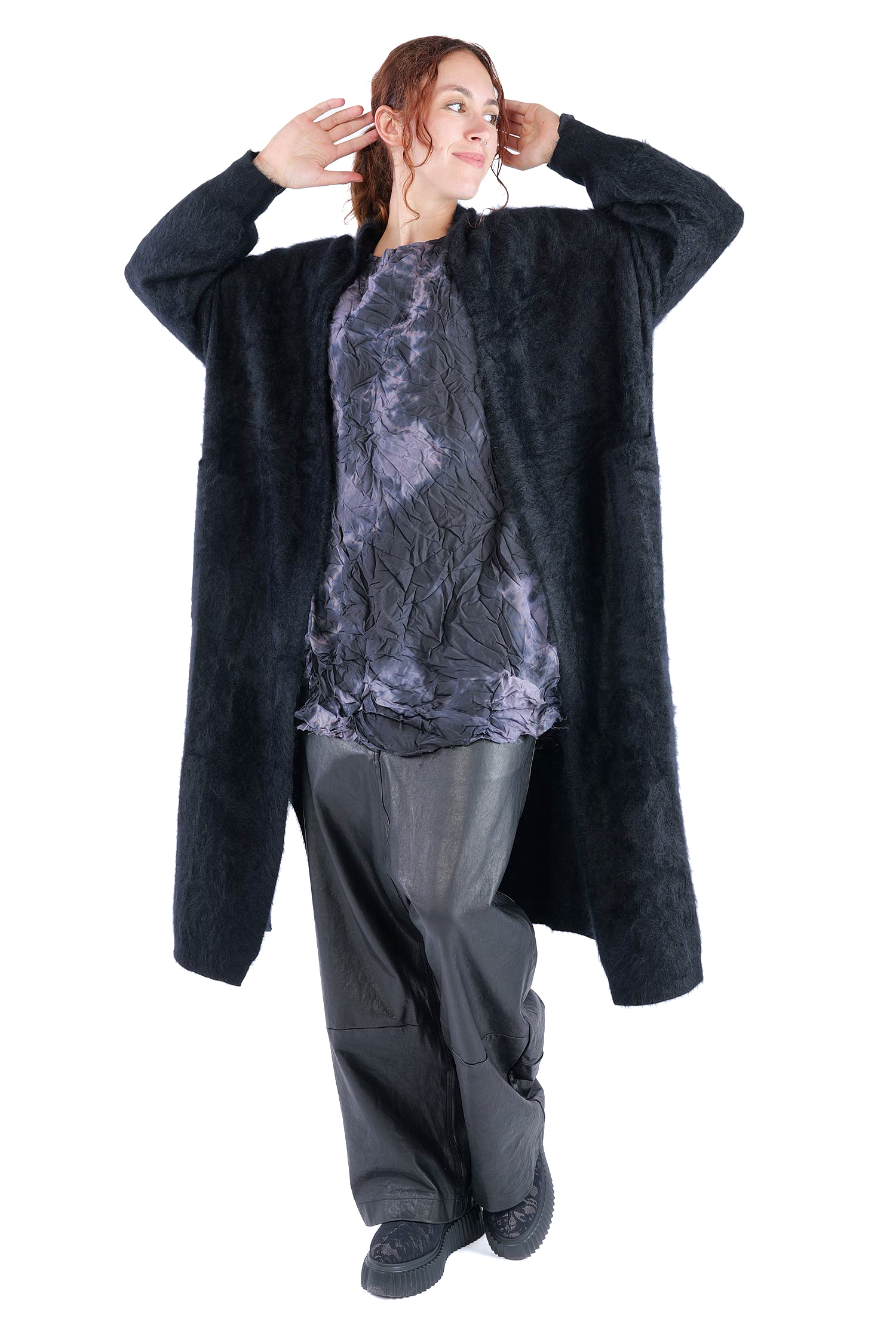 Flauschiger Kaschmir Cardigan - Night - 25133