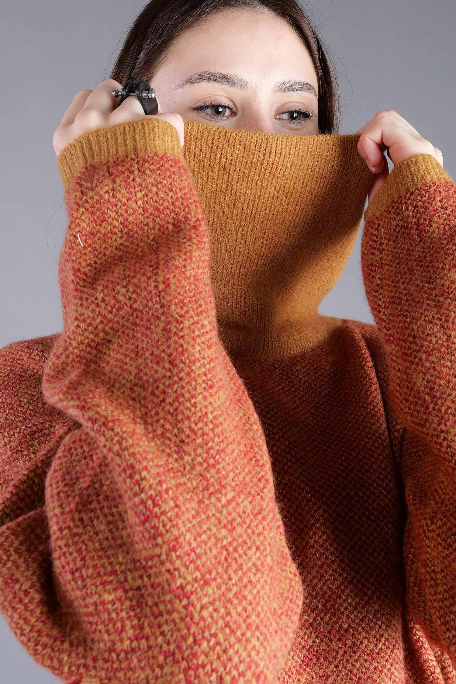 Strickpullover - Bronze lava jacquard - 2263270702