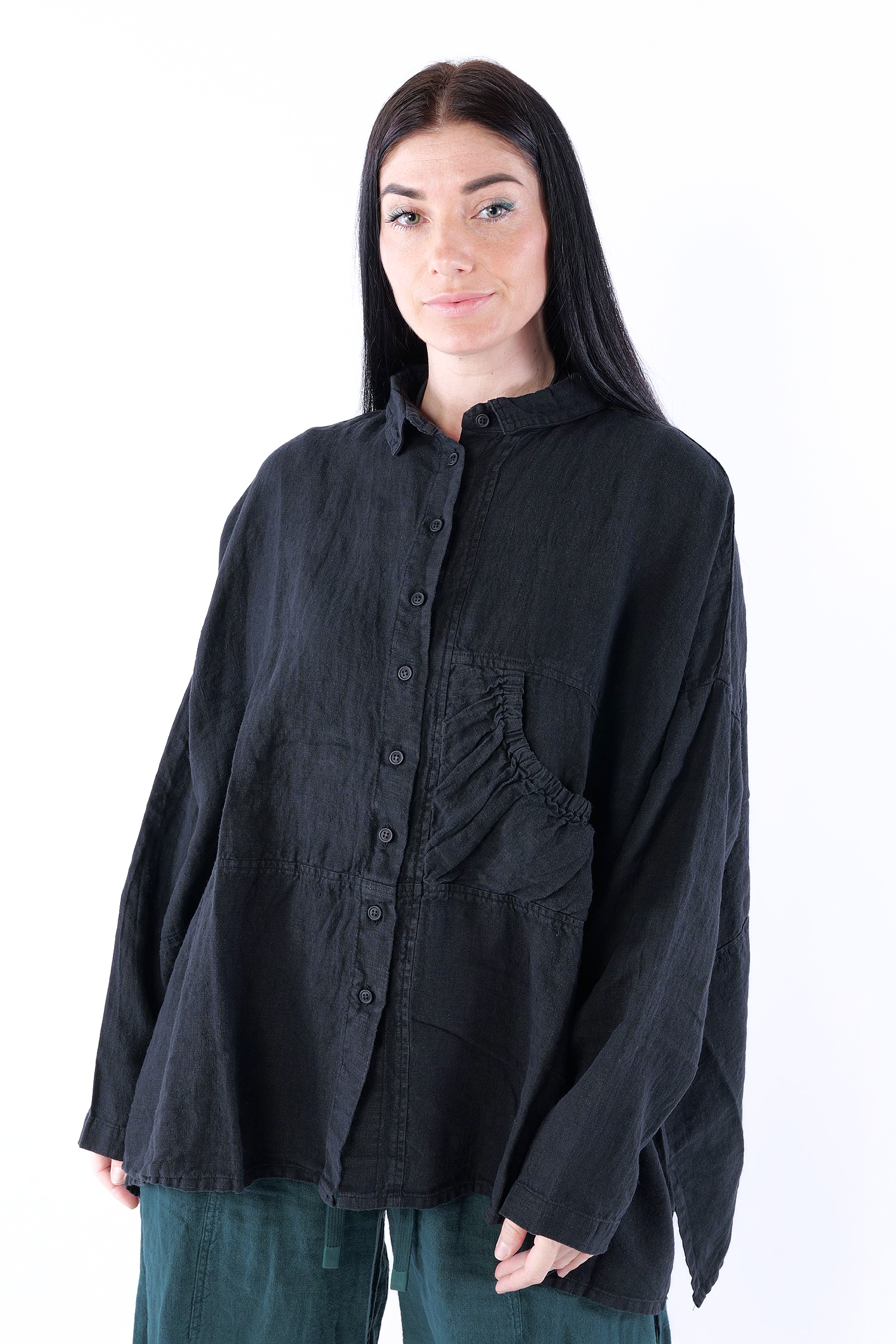 Leinenbluse - Schwarz - 1263540411