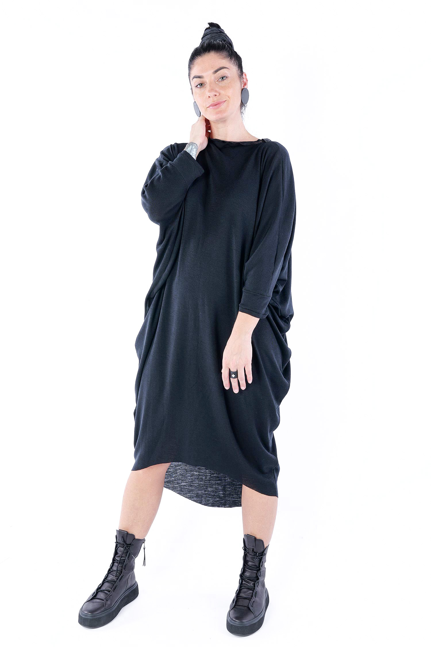 Merino Wollkleid - Schwarz - 1219