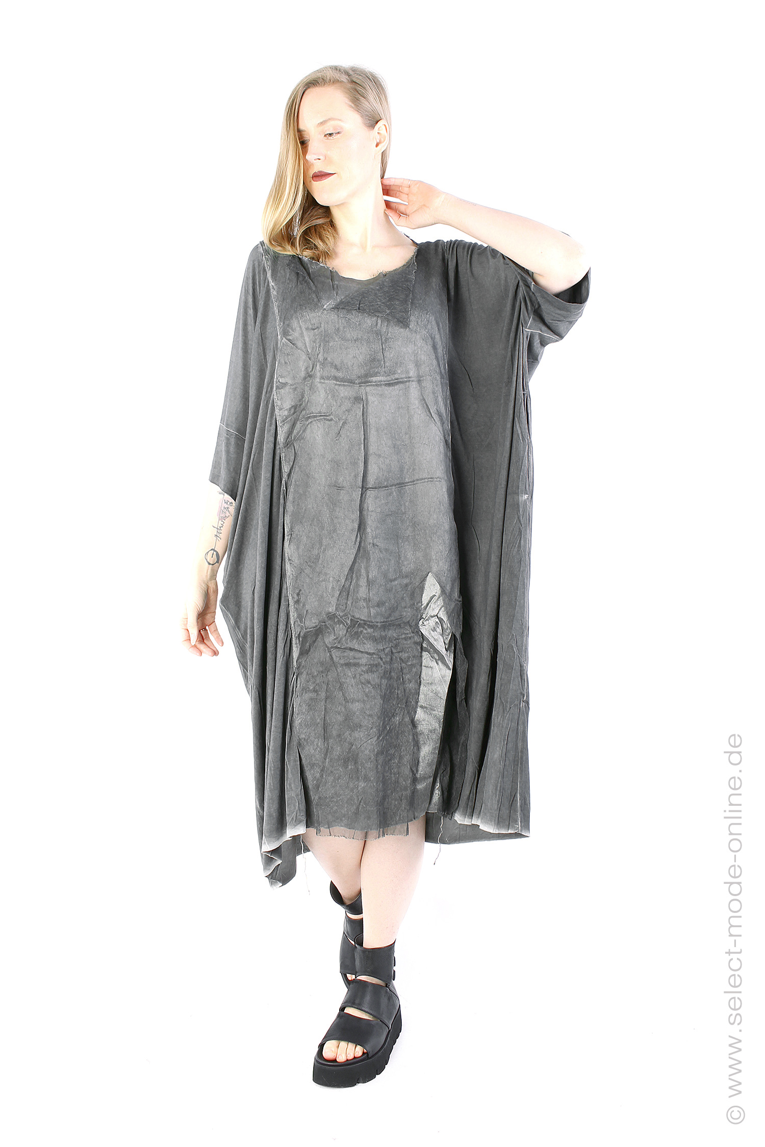 Oversize dress with tulle - Charcoal Cloud - 1242500905