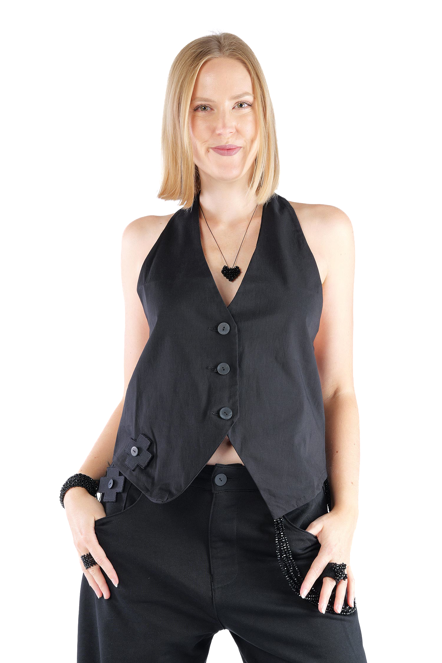 Stretch-Weste - Schwarz - 4036