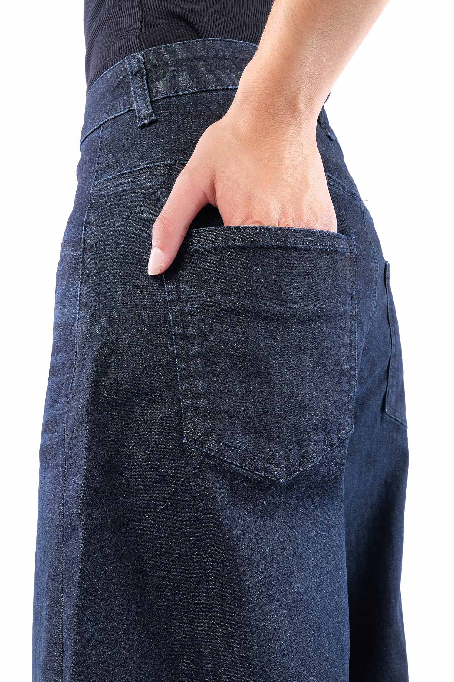 Weite Stretch-Jeans - Darkblue - 10020