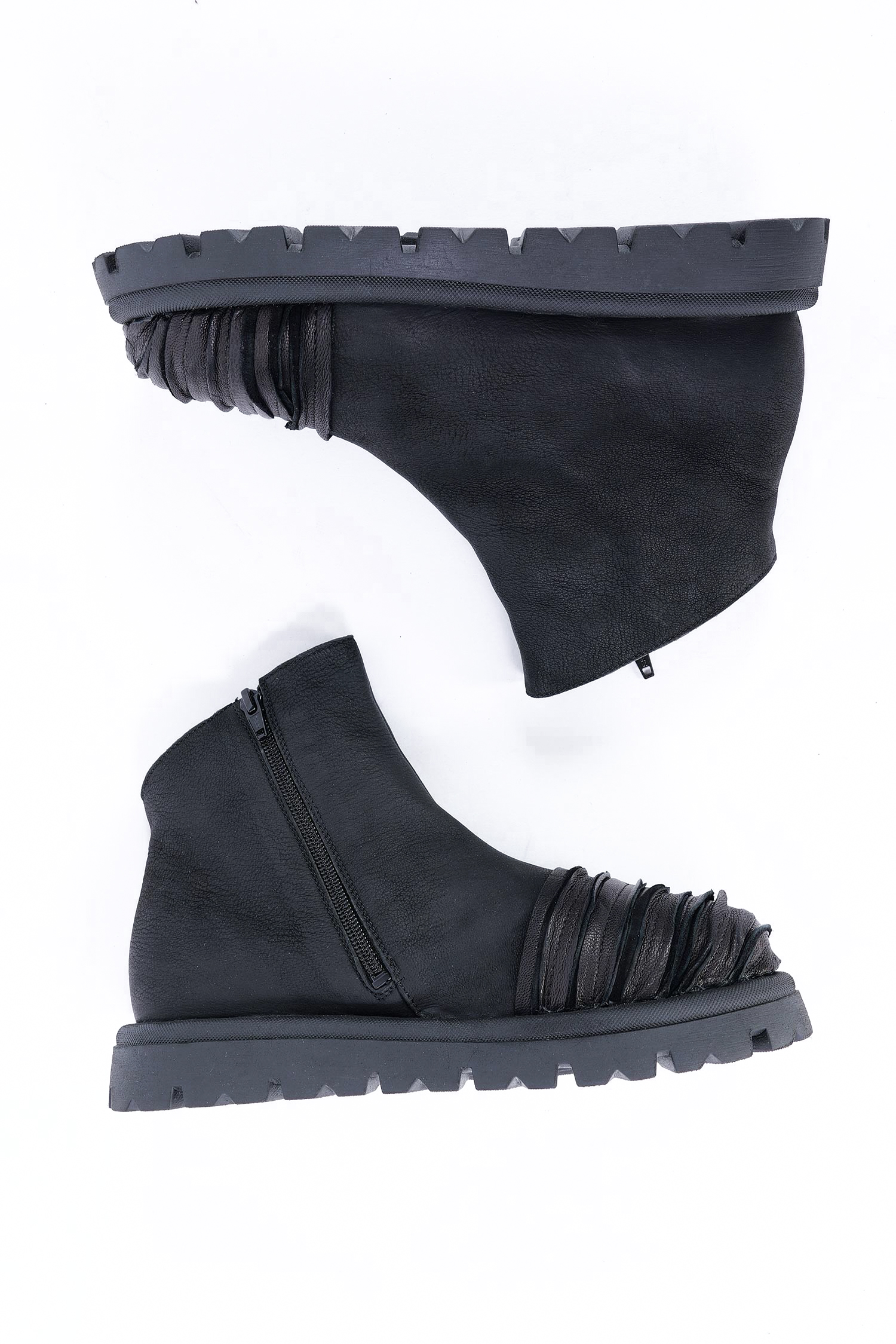 Breite Leder Boots - Schwarz - Britany