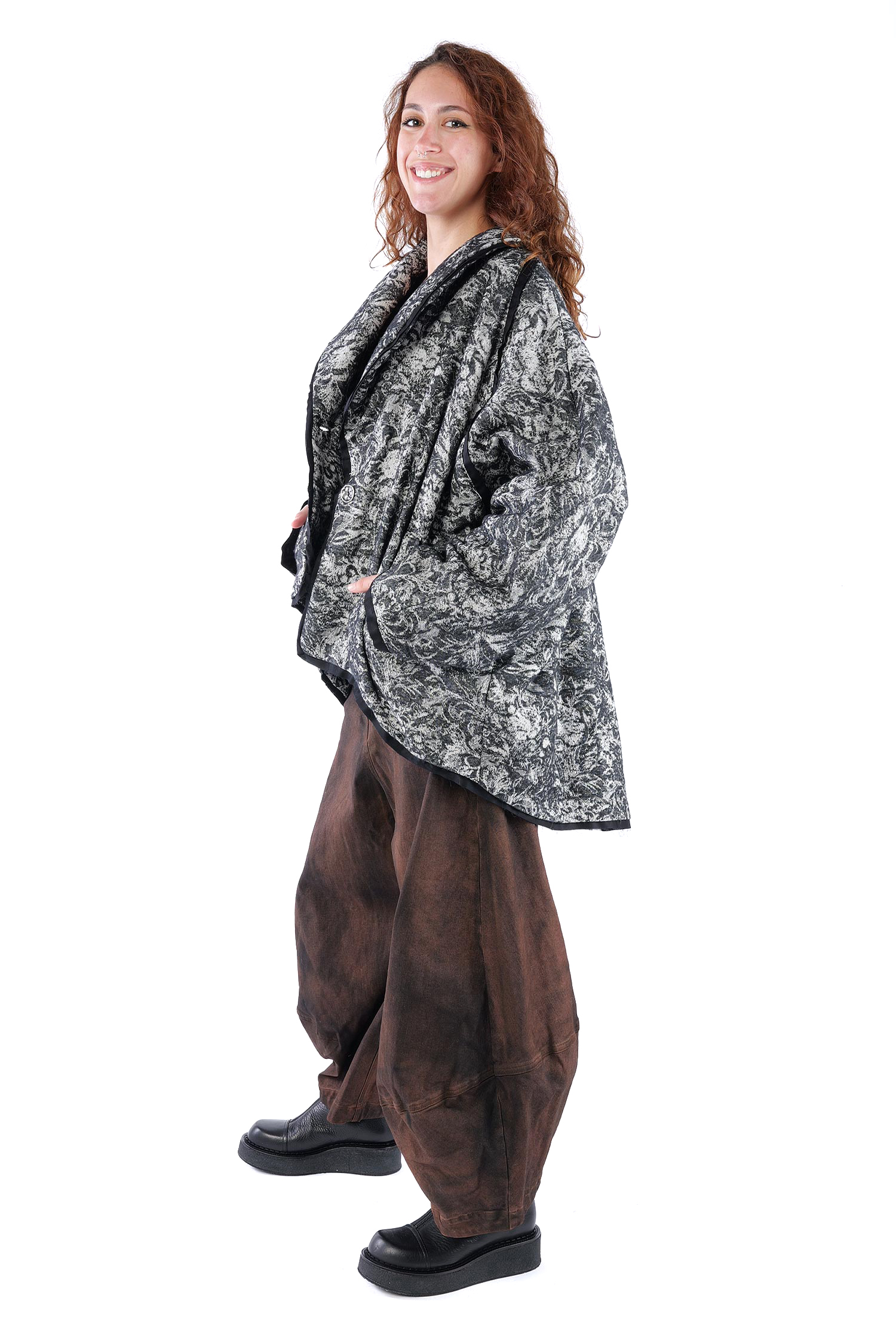 Oversize Winterjacke - Schwarz/Weiß - S438