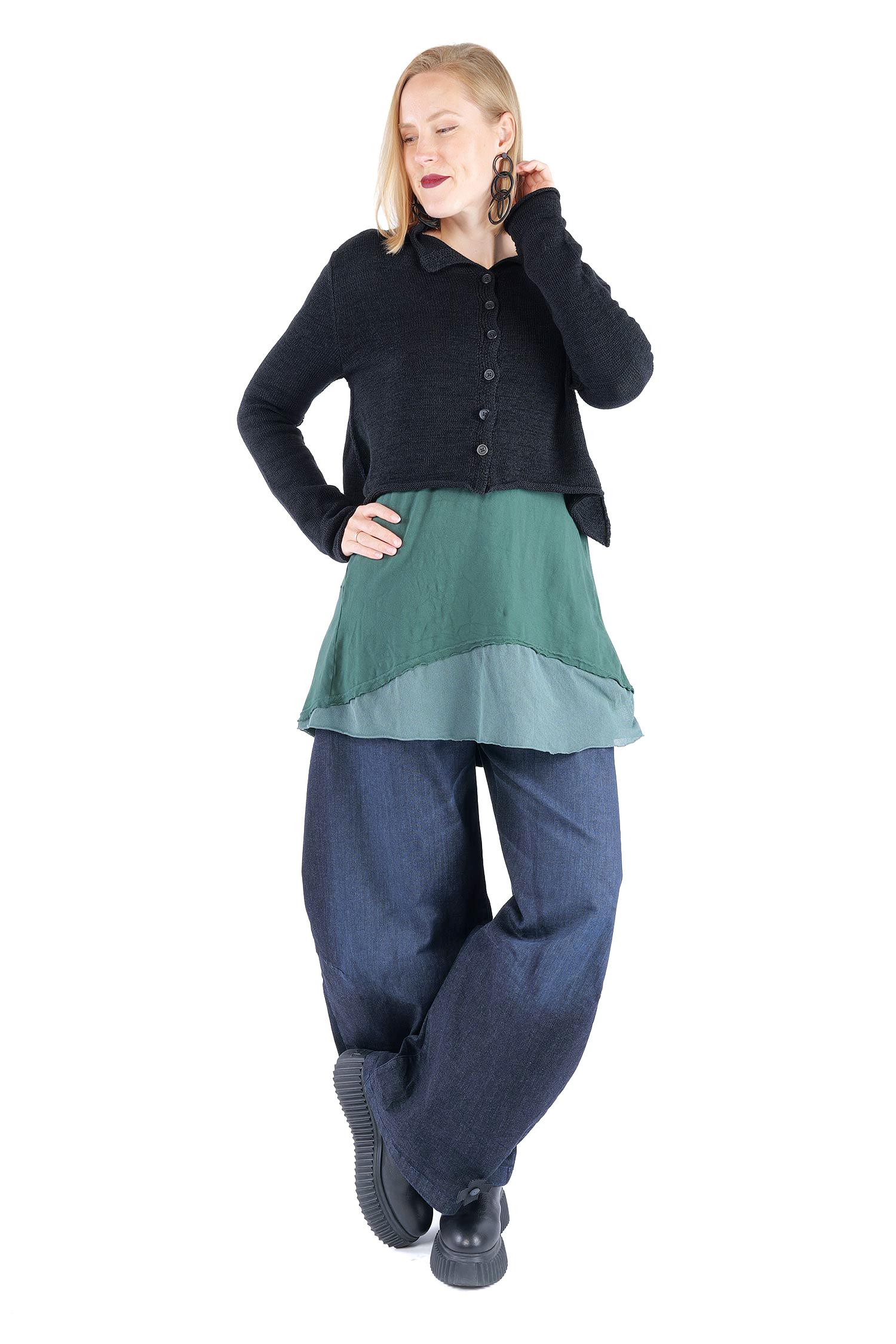 Short knitted jacket - Black - 2263727111