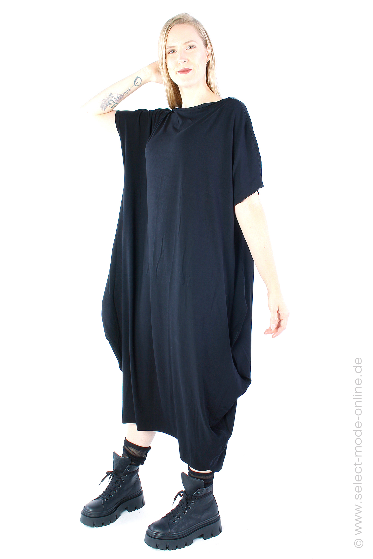 Tulpiges Jerseykleid - schwarz - 1220