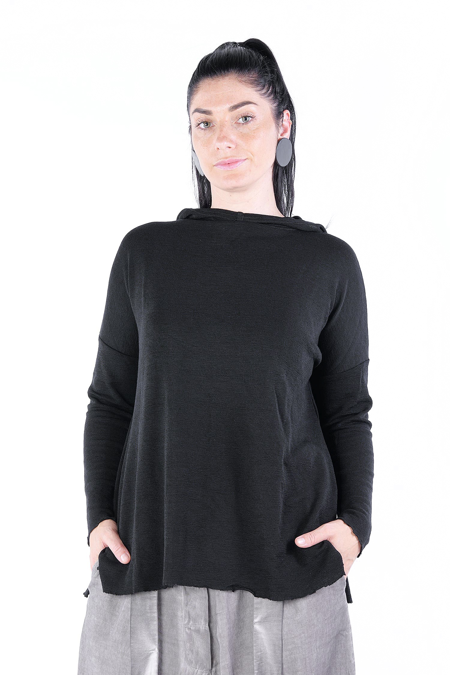 Merino hoodie - black - 4038
