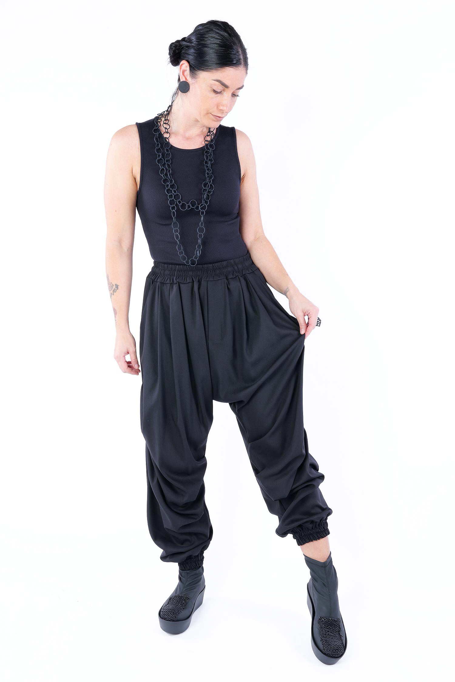 Hose mit Gummibund - Schwarz - M1137