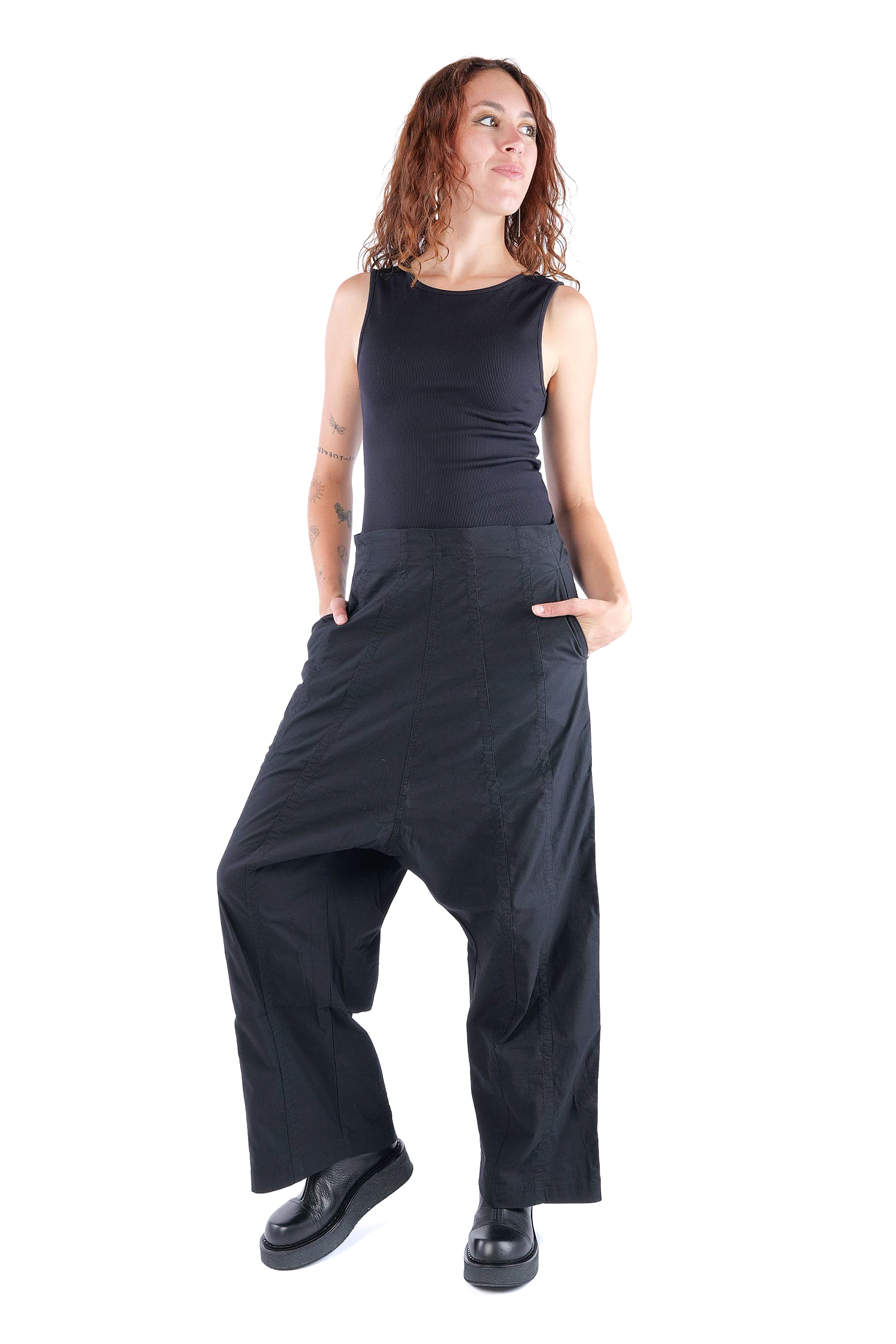 Weite Stretchhose - Schwarz - 2261390126