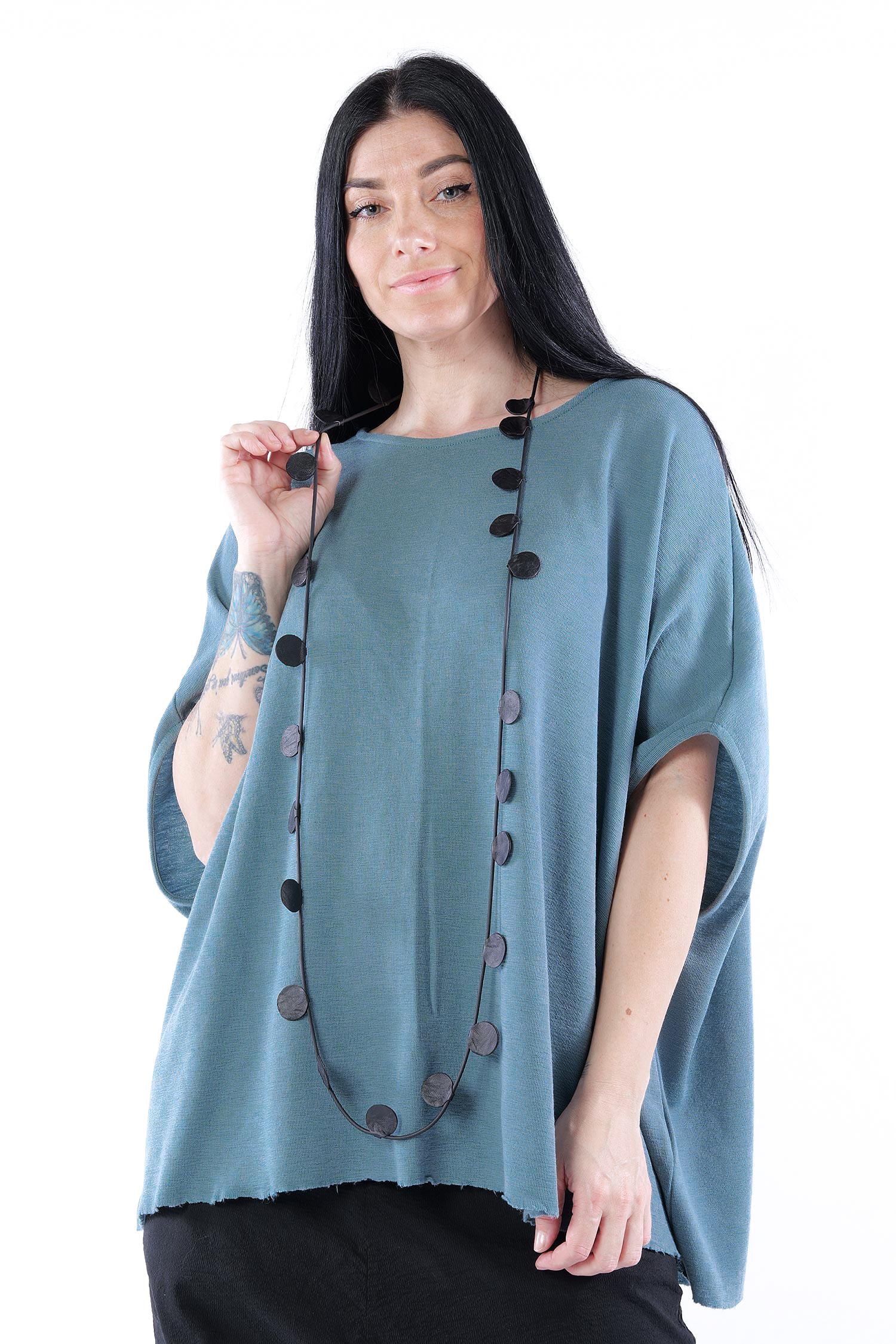 Kette mit Lederkreisen - Schwarz - A.Sutton