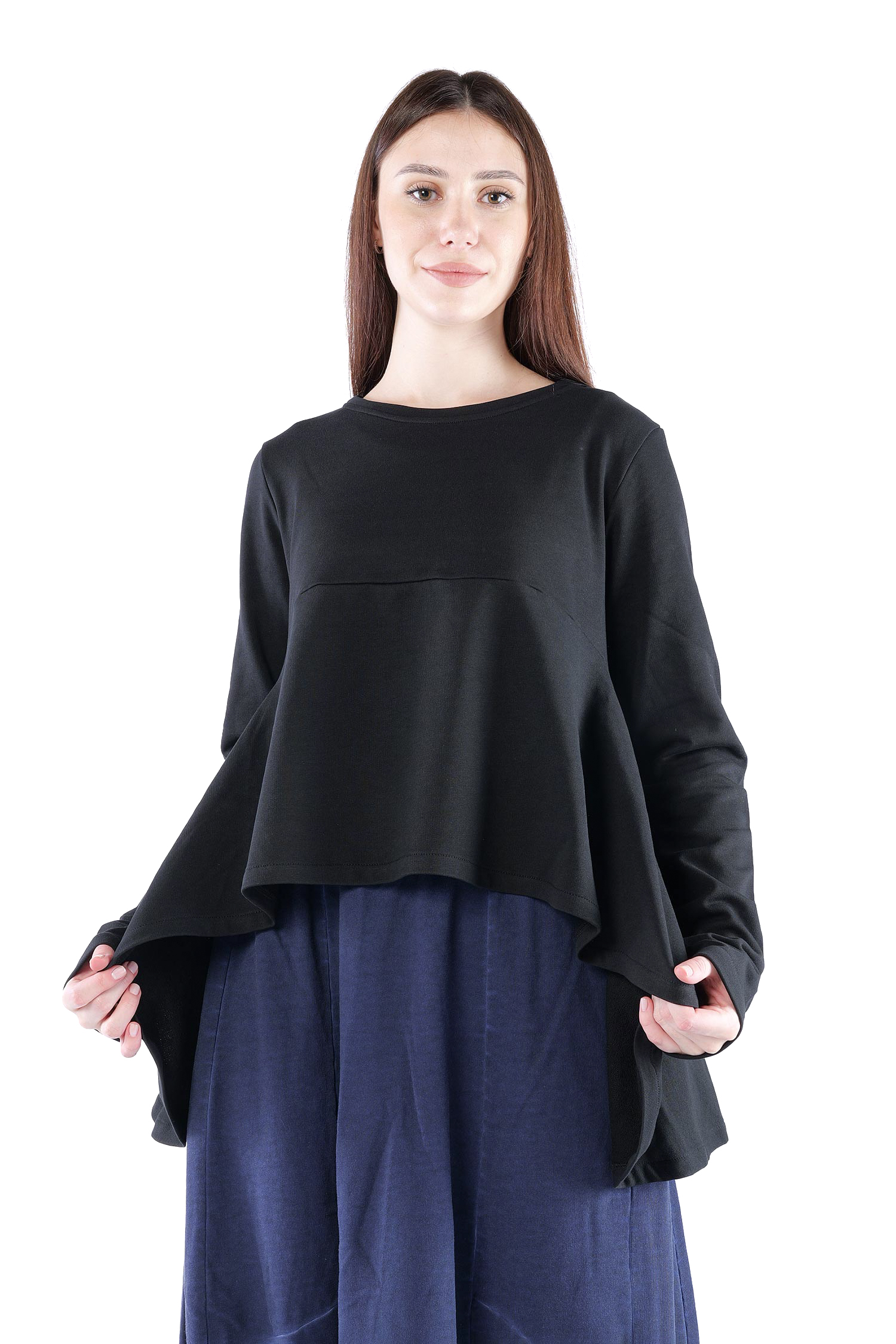 Asymmetrischer Sweatpullover - Schwarz - 2135