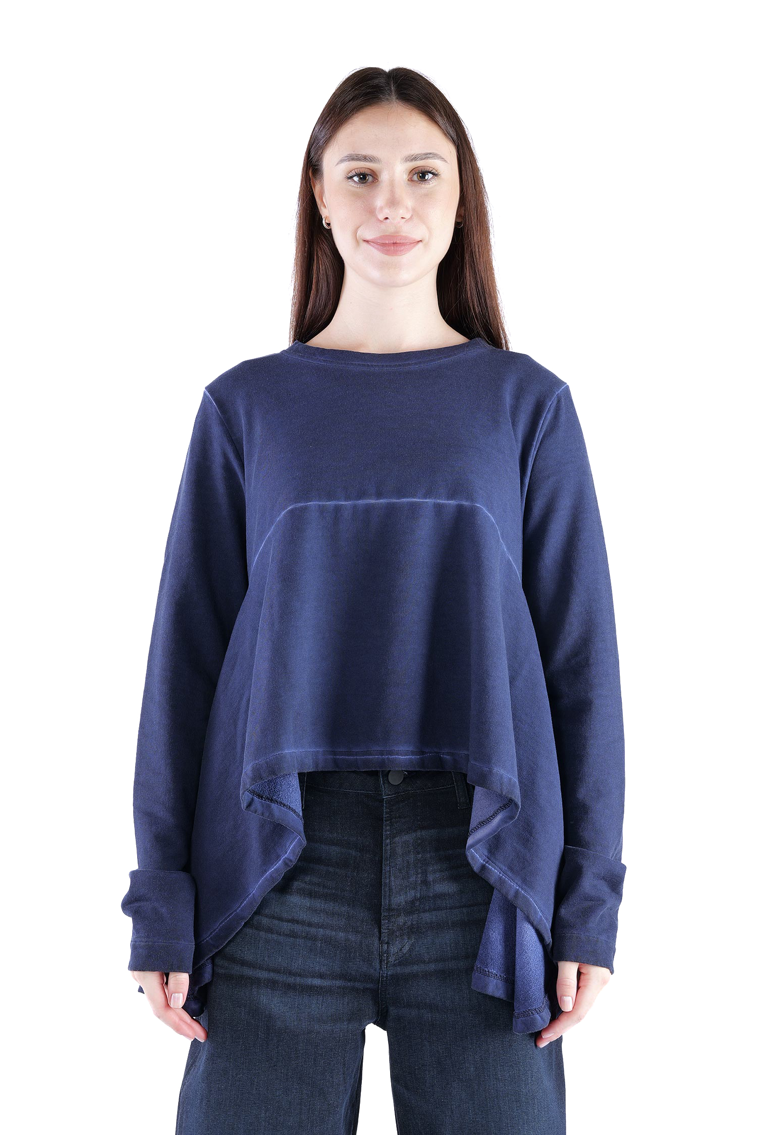 Asymmetrical sweat pullover - Ocean - 2135