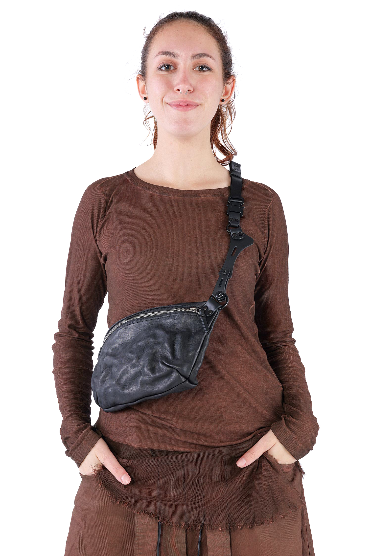 Leder Gürteltasche - schwarz - Amos