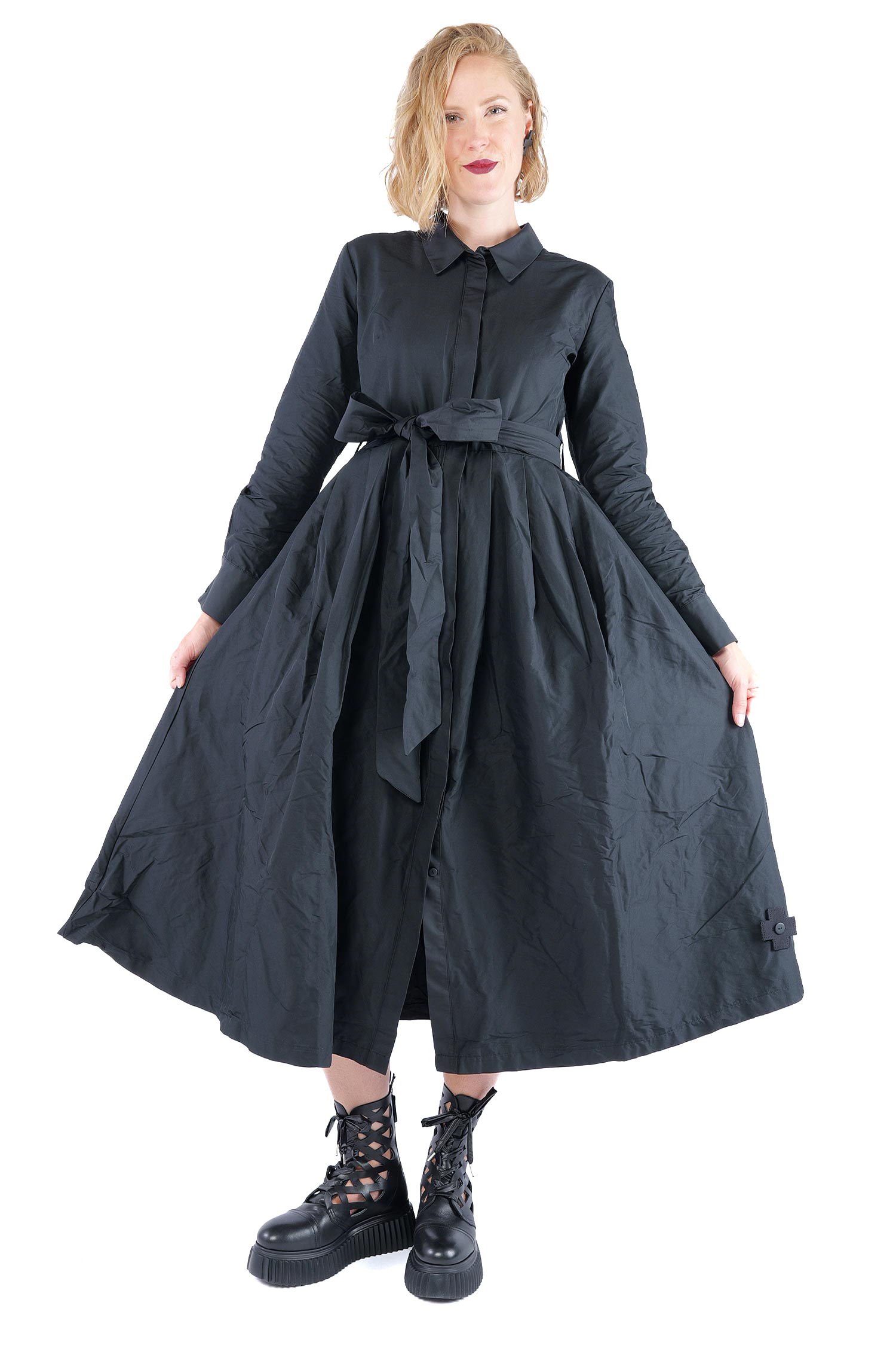Taft Mantel-Kleid - Schwarz - 1162