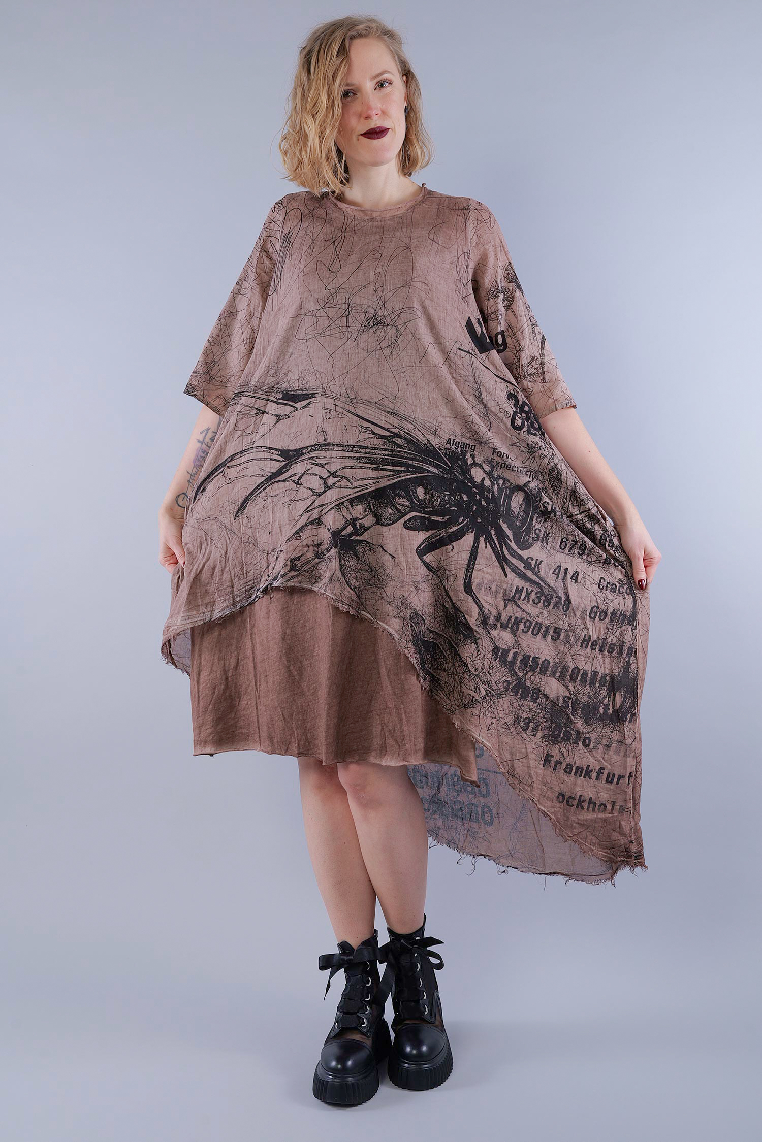 Doppellagige Tunika - Copper allover print old dye - Tisla