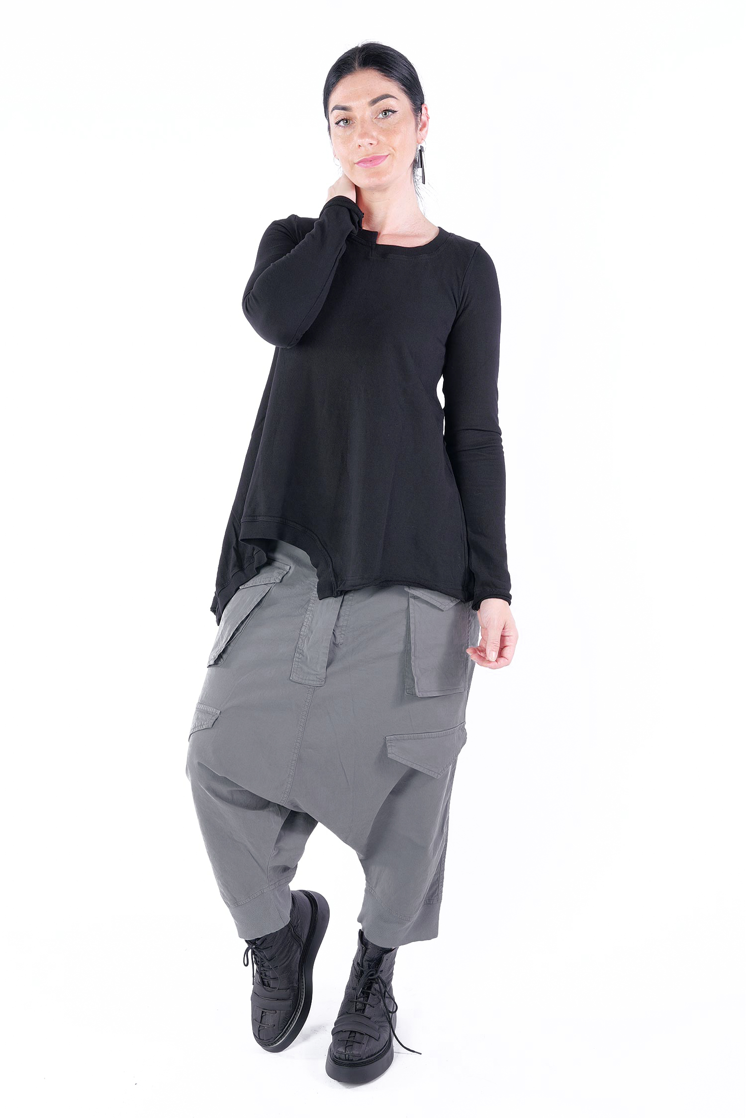 Asymmetrischer Sweatpullover - Schwarz - 2253290526