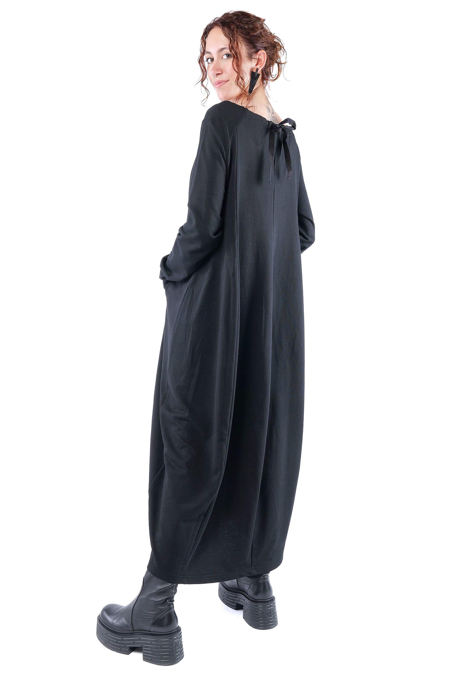 Tulpiges Sweatkleid - Schwarz - 1161
