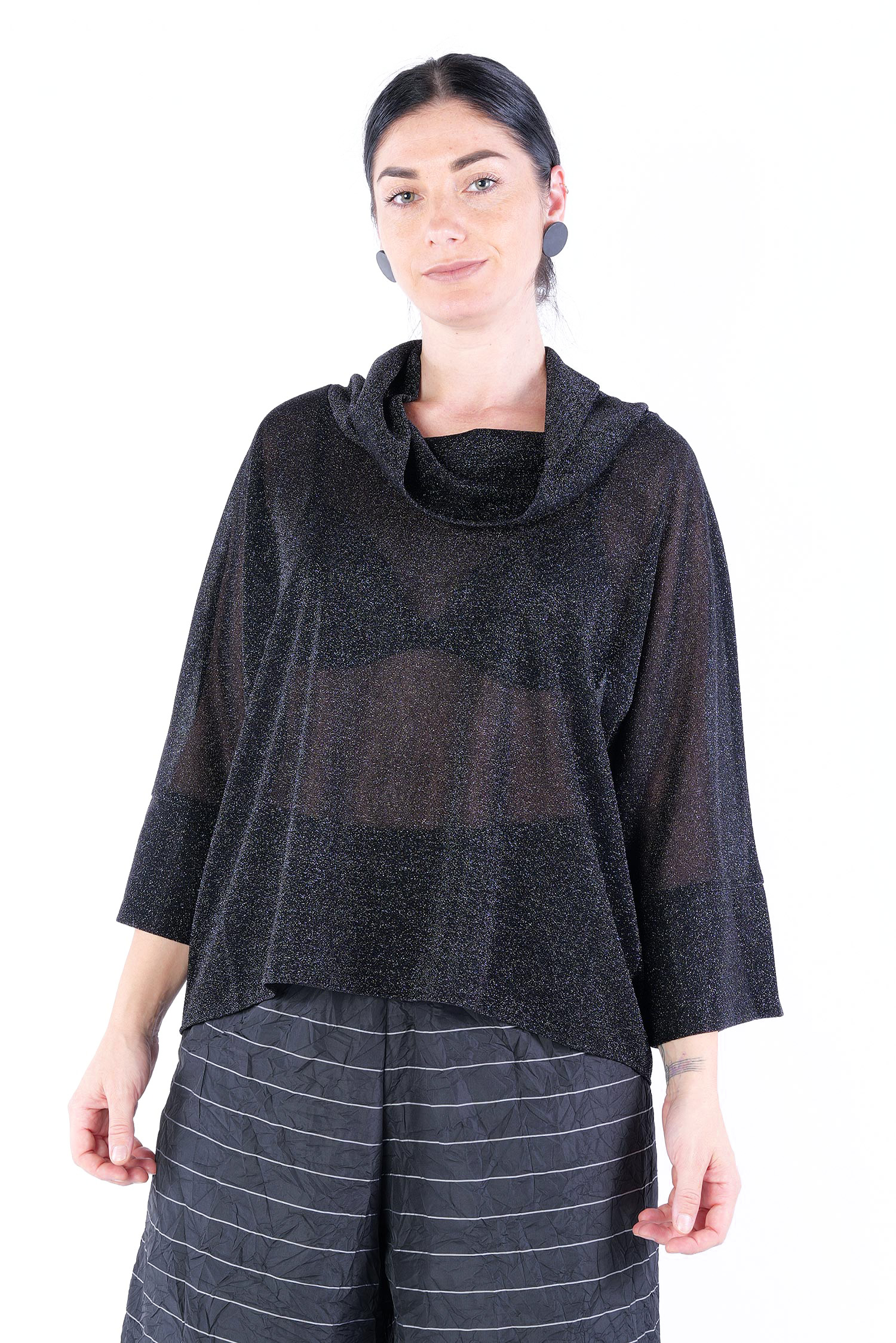 Oversize glitter top - Black - W25-90