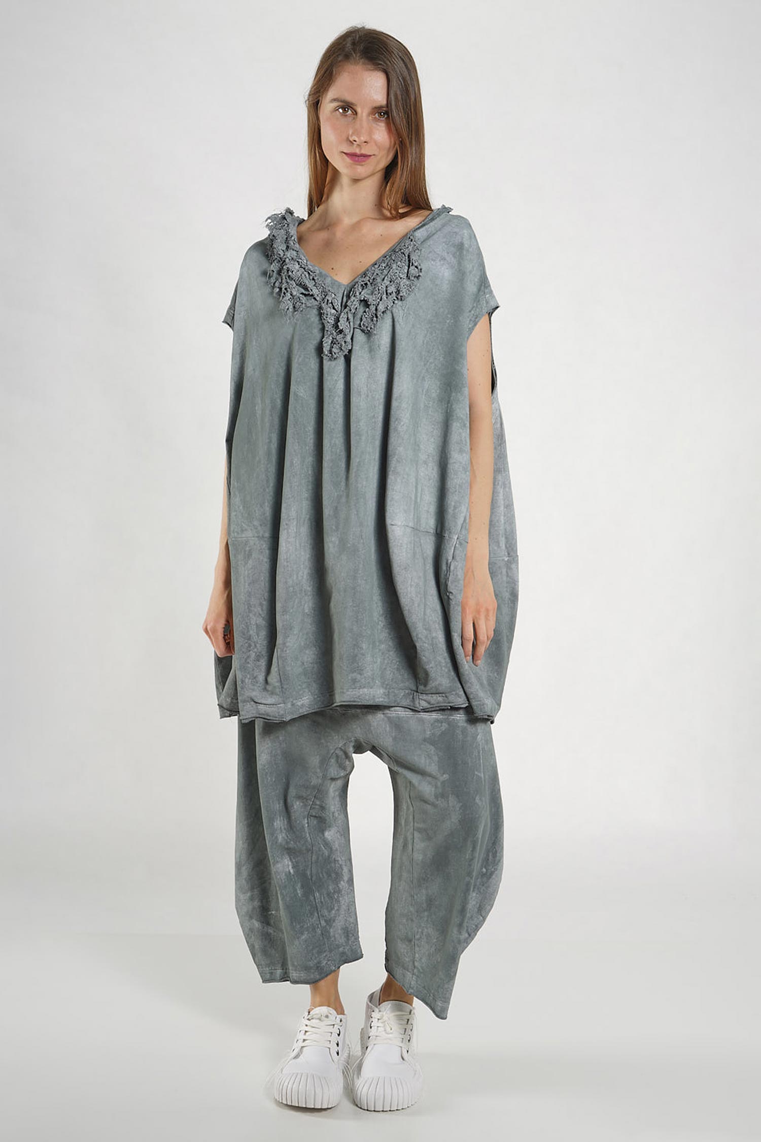 Sweattunika mit Spitze - Seafoam fog - 1262281906