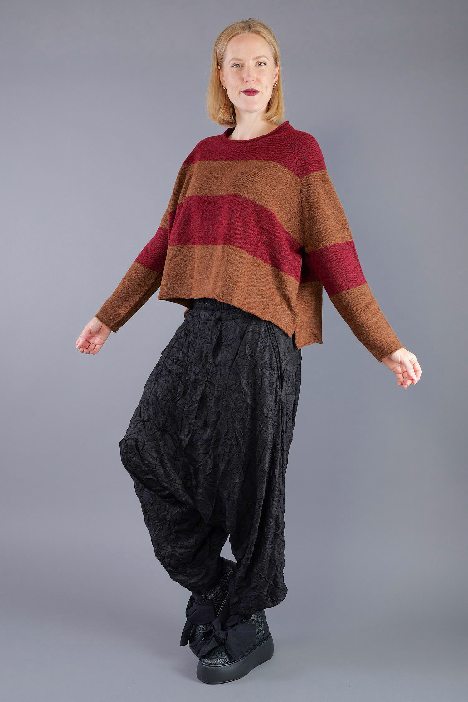 Knitted pullover - Bronze lava - 2263480704