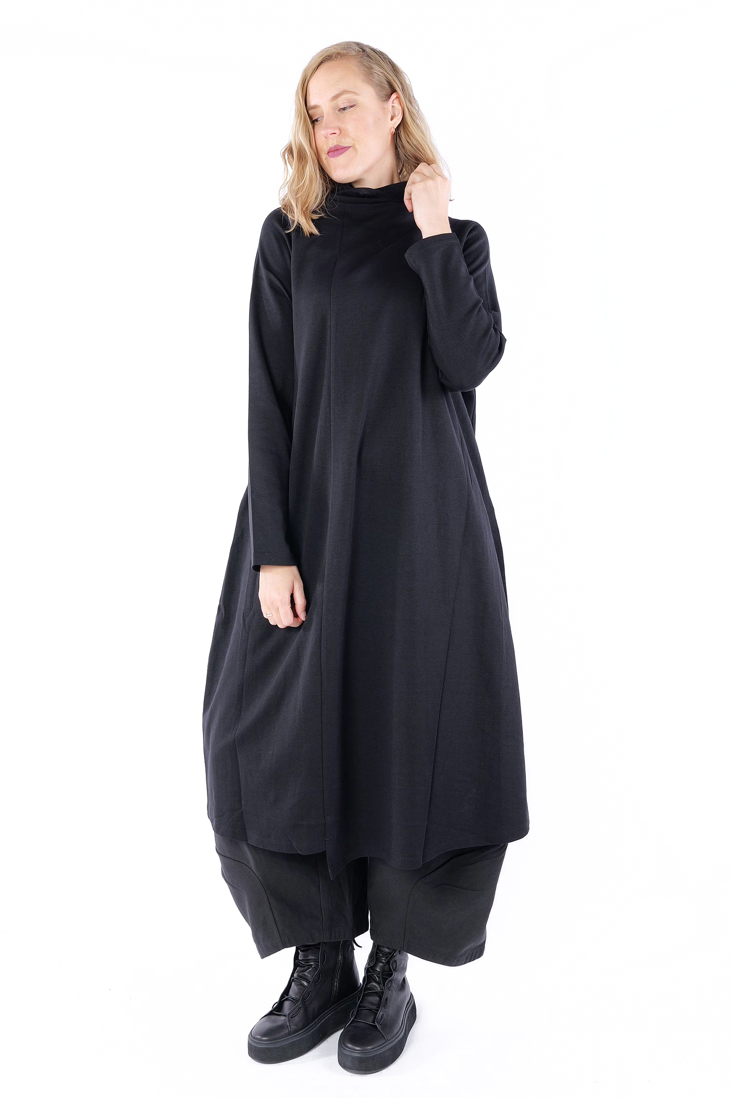 Tulpiges Sweatkleid - Schwarz - 253018