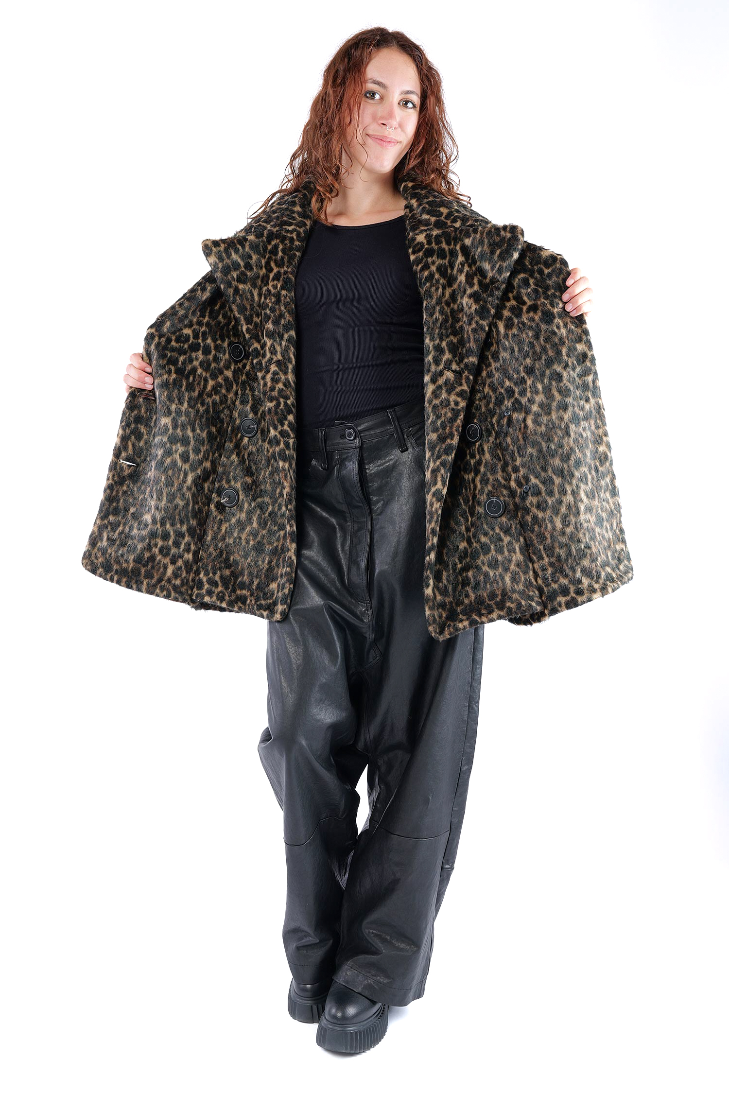 Oversized leopard fur jacket - Leo jacquard - 2261191102
