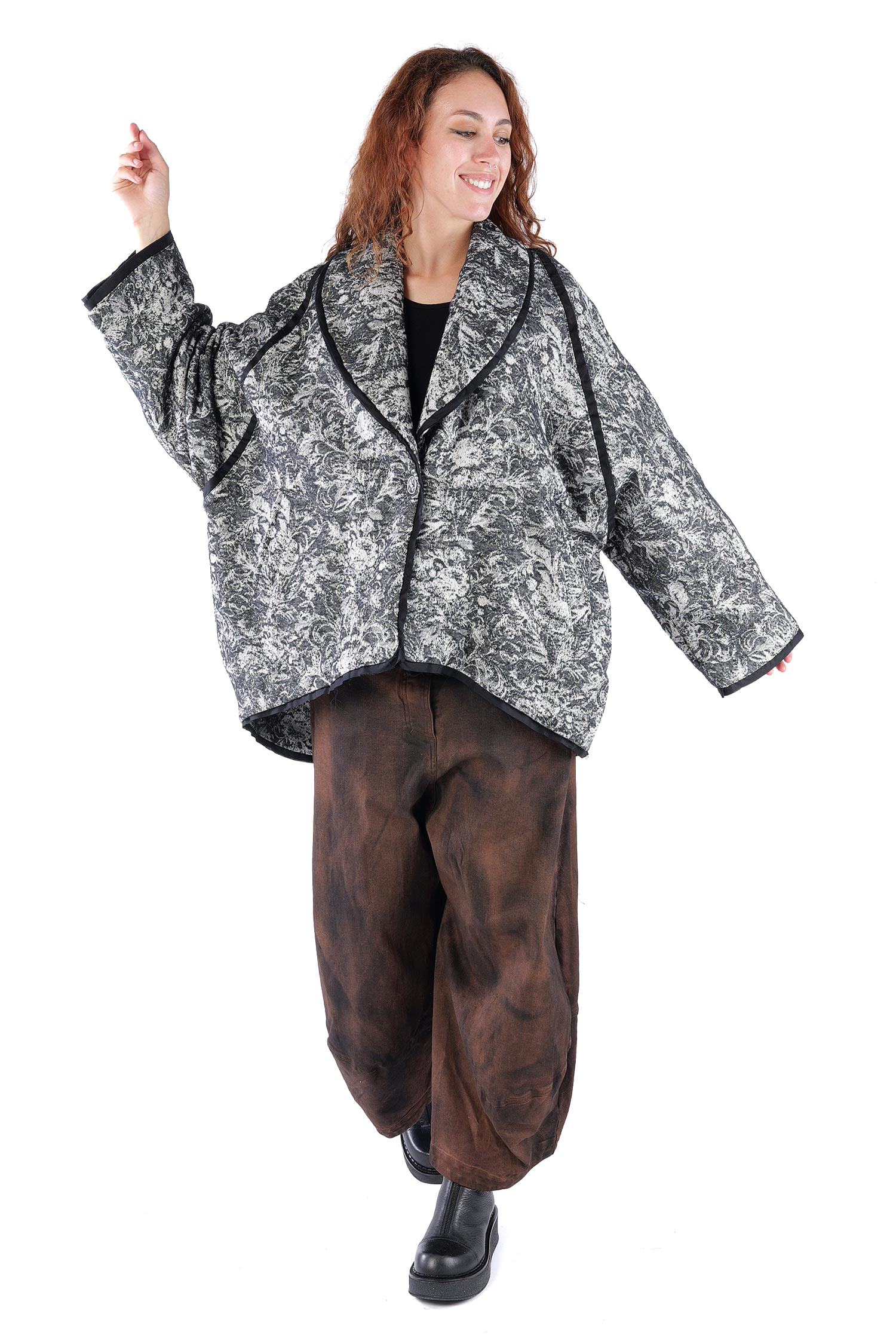 Oversize Winterjacke - Schwarz/Weiß - S438